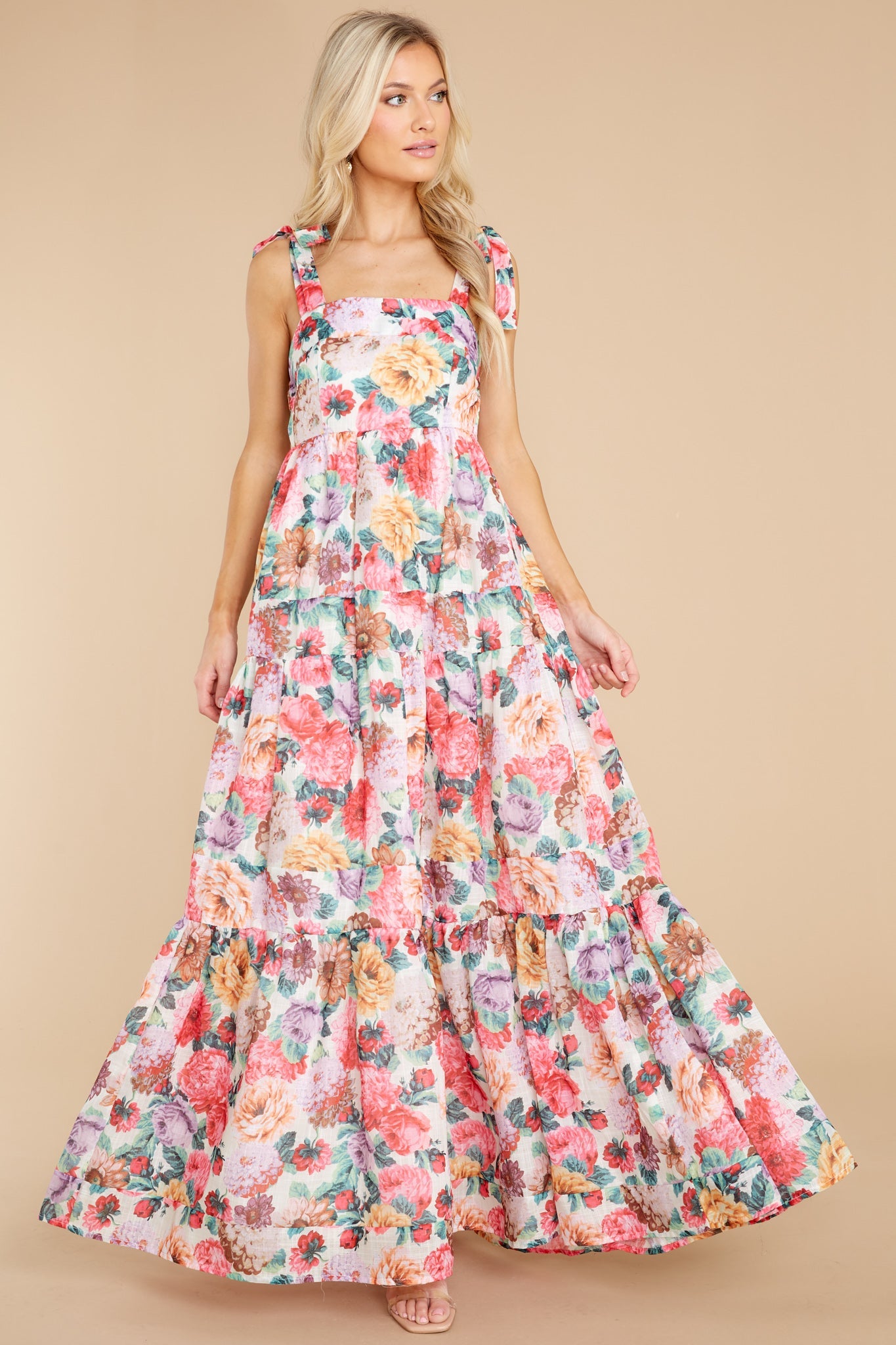 Queen Of Roses Pink Floral Print Cotton Maxi Dress