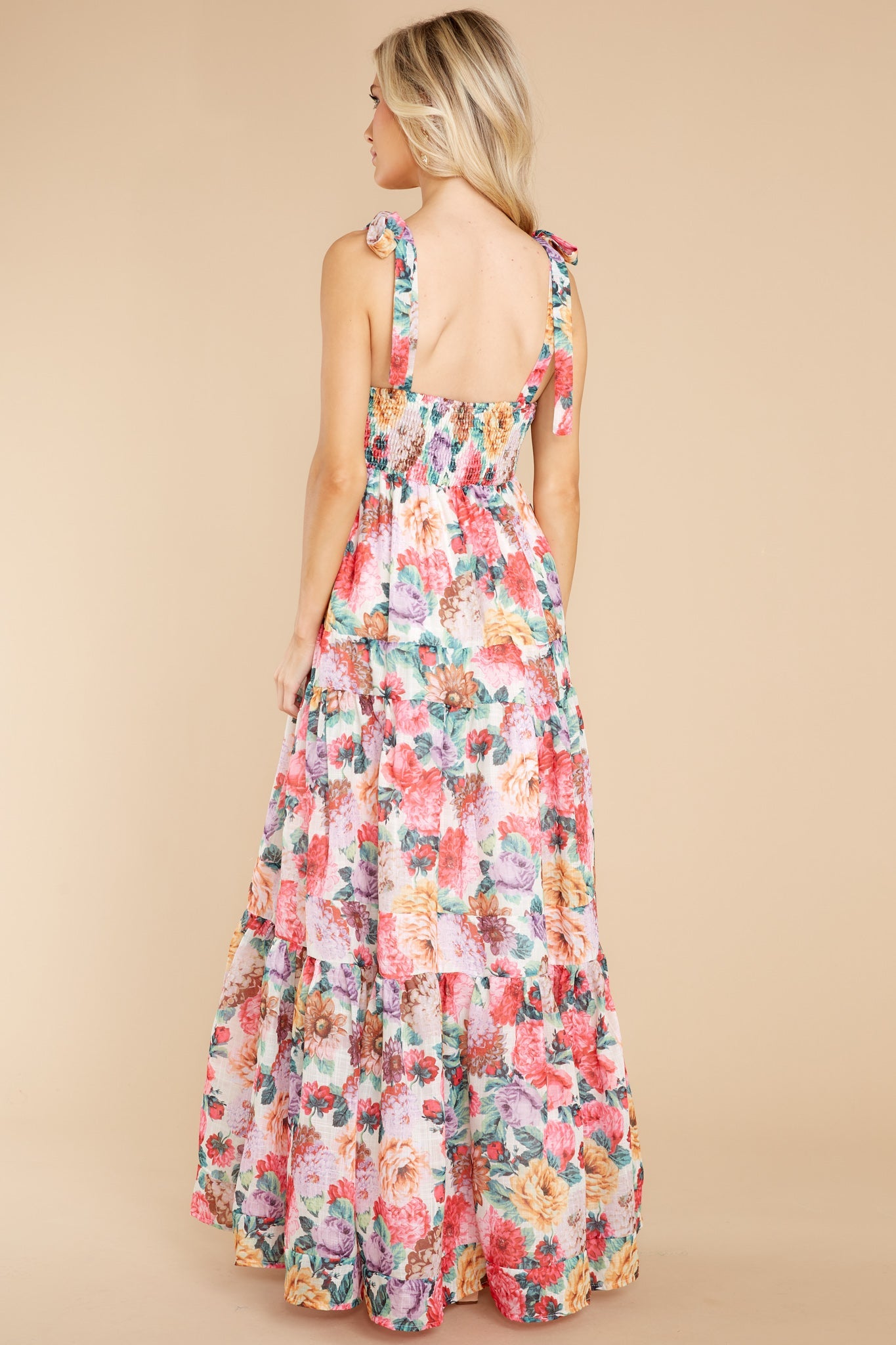 Queen Of Roses Pink Floral Print Cotton Maxi Dress