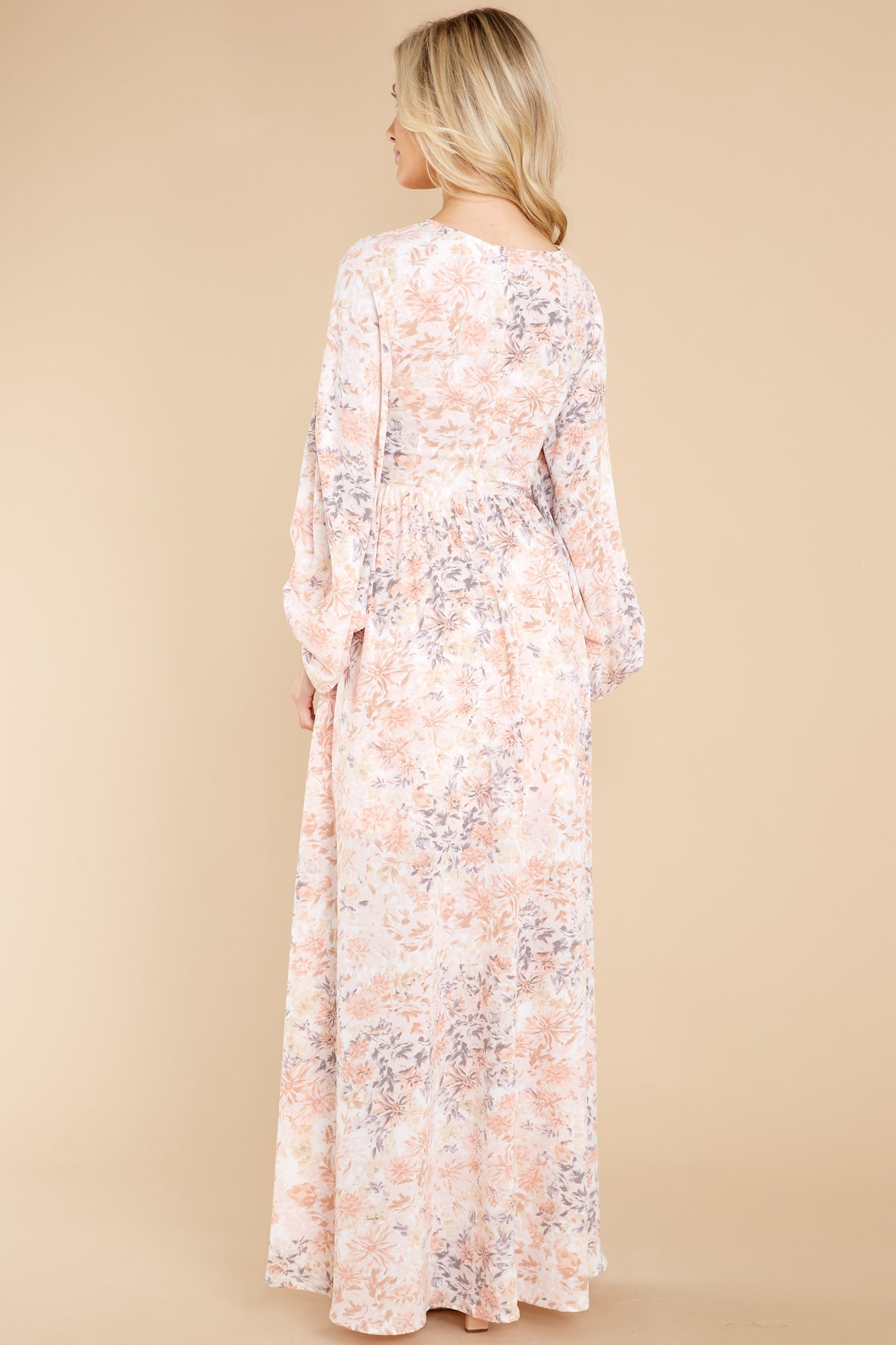 Take Me To Brunch Peach Floral Maxi Dress