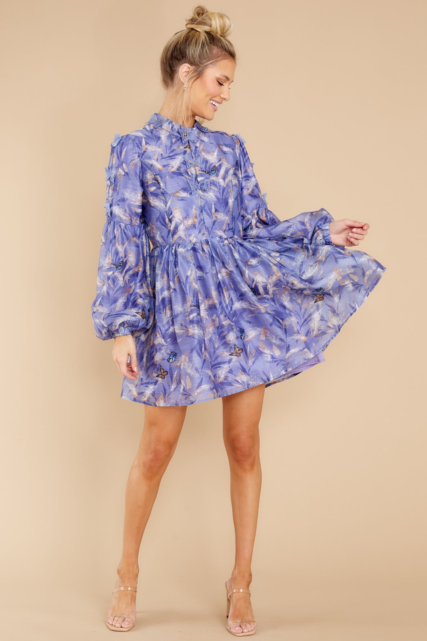 Give Him Butterflies Periwinkle Multi Print Dress