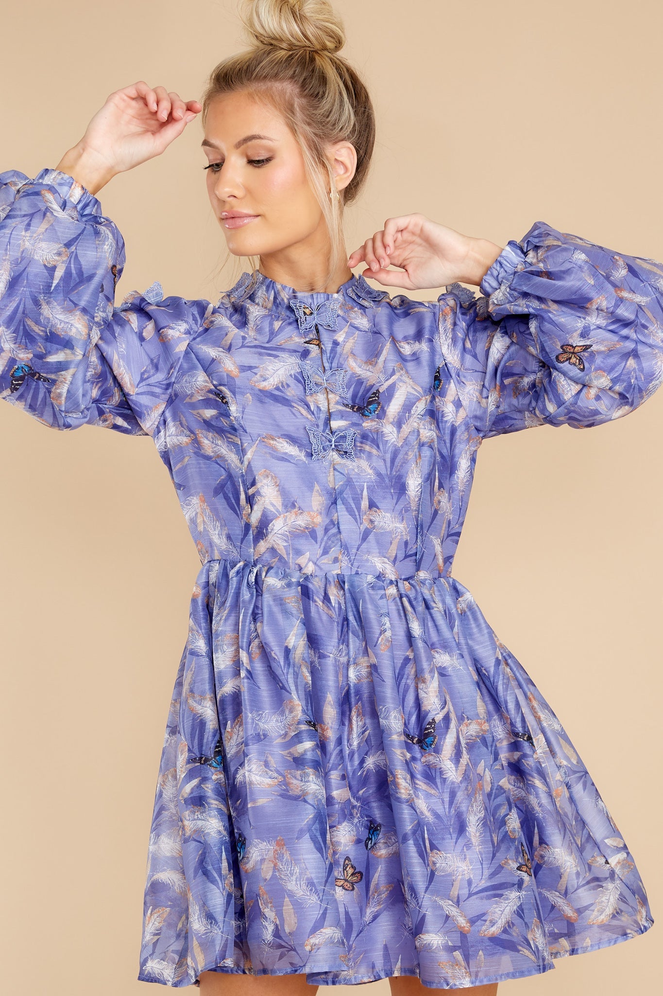 Give Him Butterflies Periwinkle Multi Print Dress