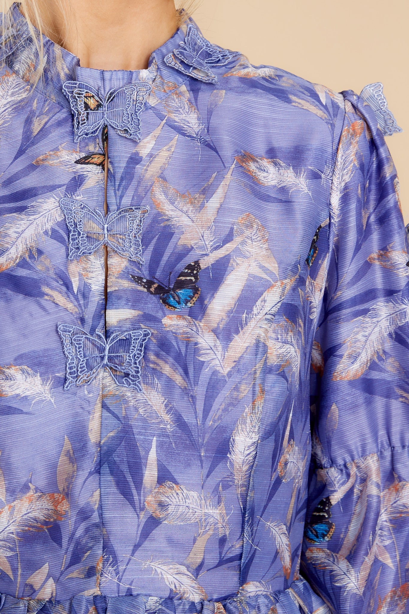 Give Him Butterflies Periwinkle Multi Print Dress