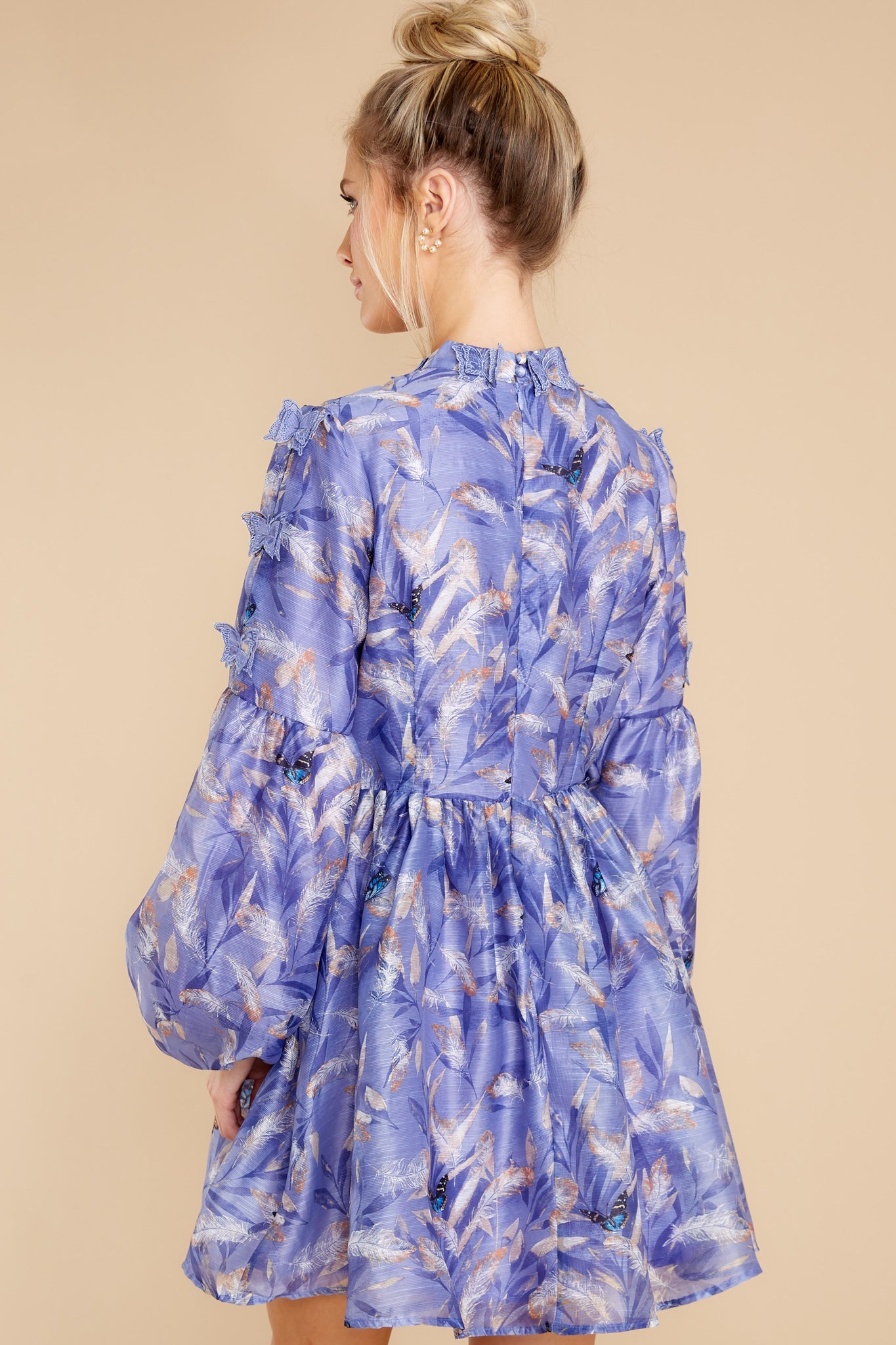 Give Him Butterflies Periwinkle Multi Print Dress