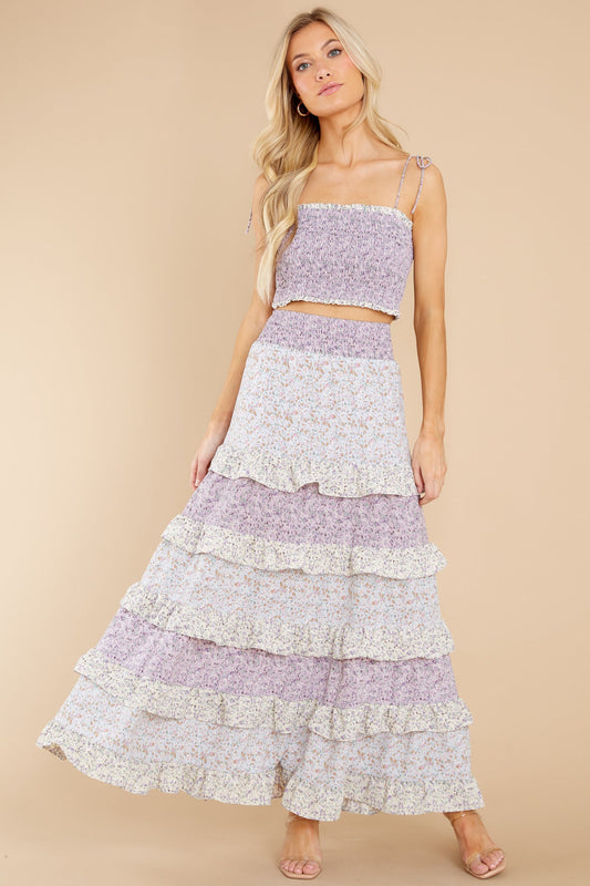 Just For Me Lavender Floral Crop Top
