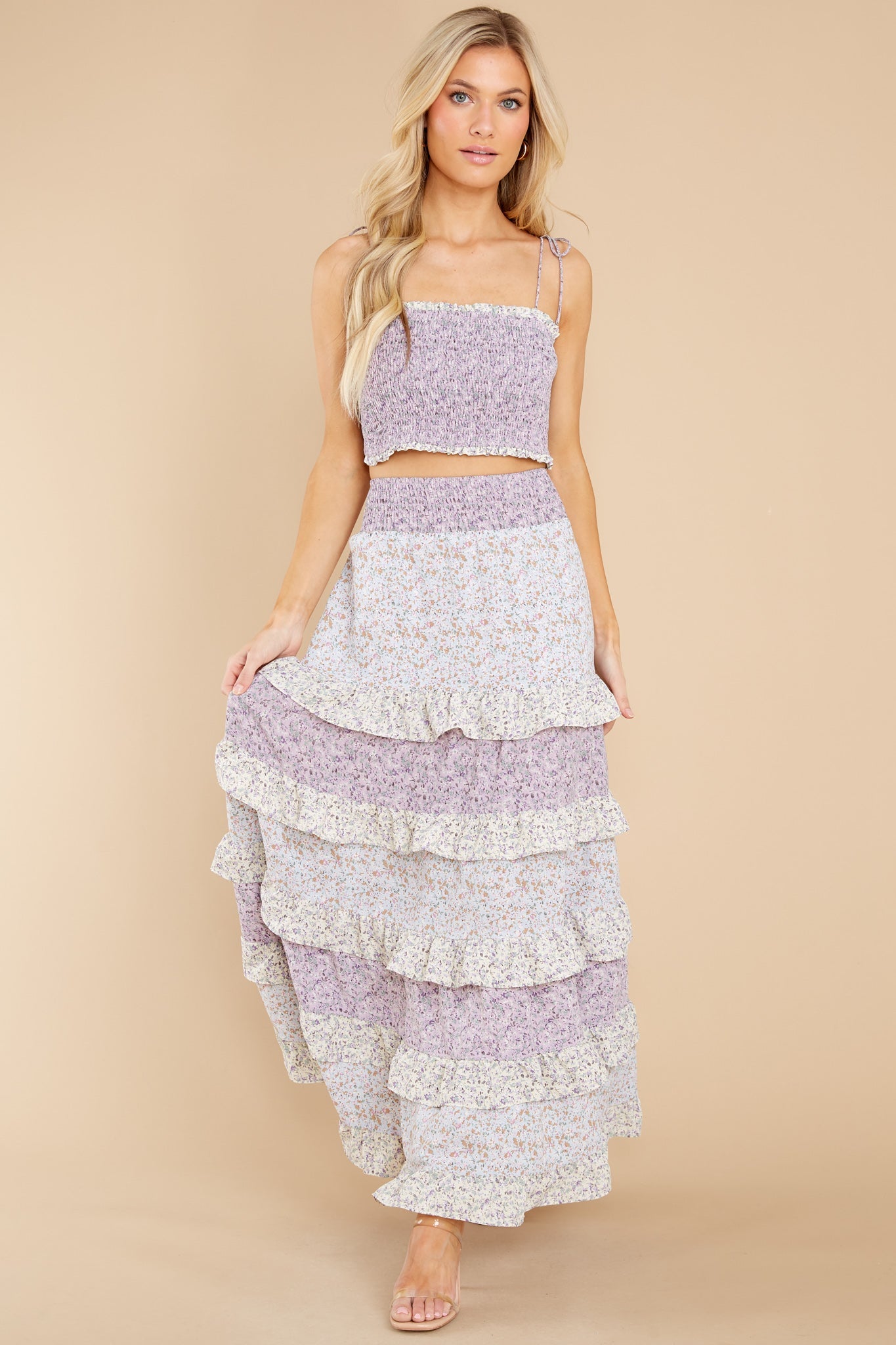 Just For Me Lavender Floral Crop Top
