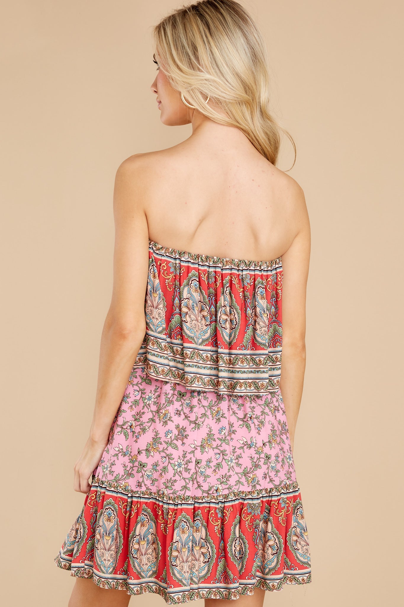 Looking For Love Coral Pink Multi Print Dress