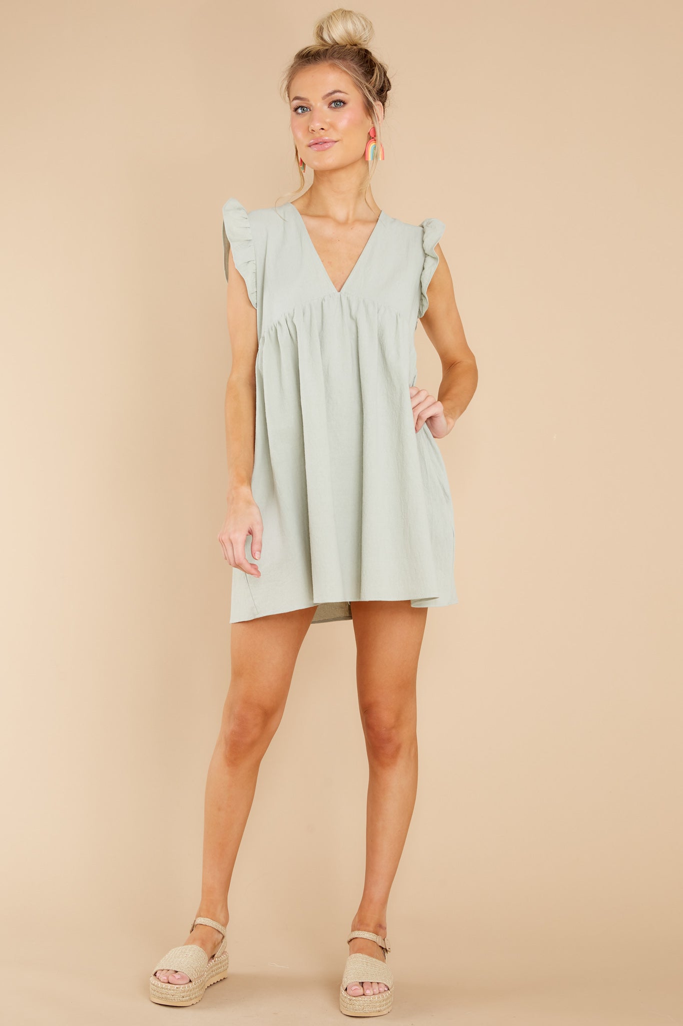 Call Me Angel Light Sage Romper Dress