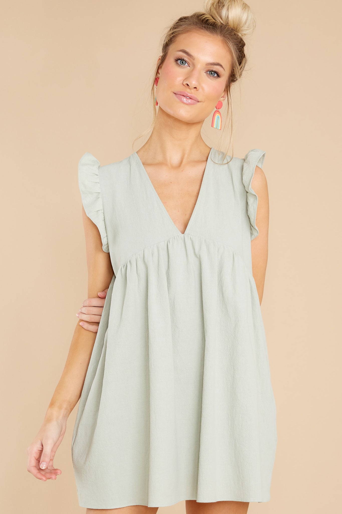 Call Me Angel Light Sage Romper Dress