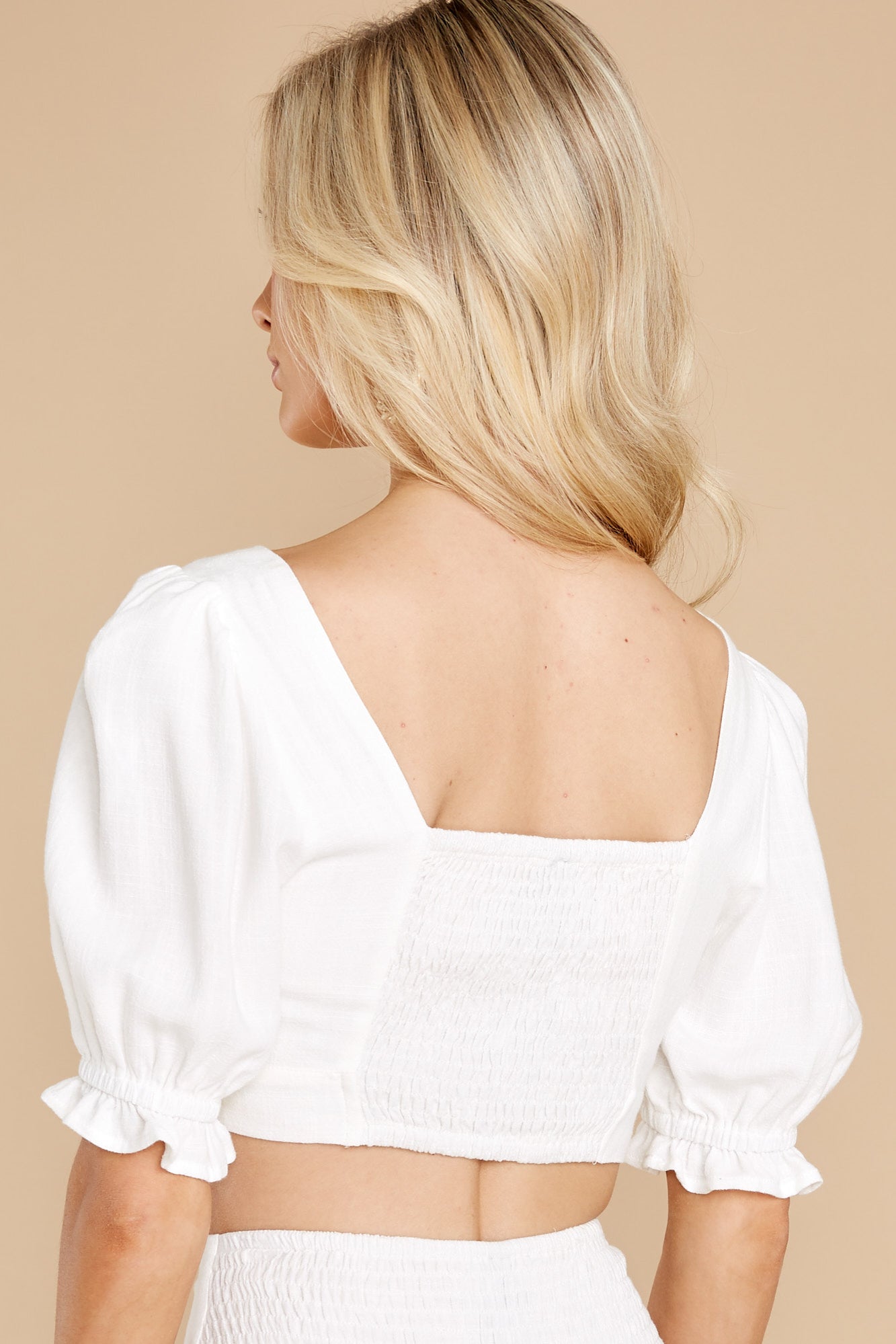 Celestine White Puff Sleeve Crop Top