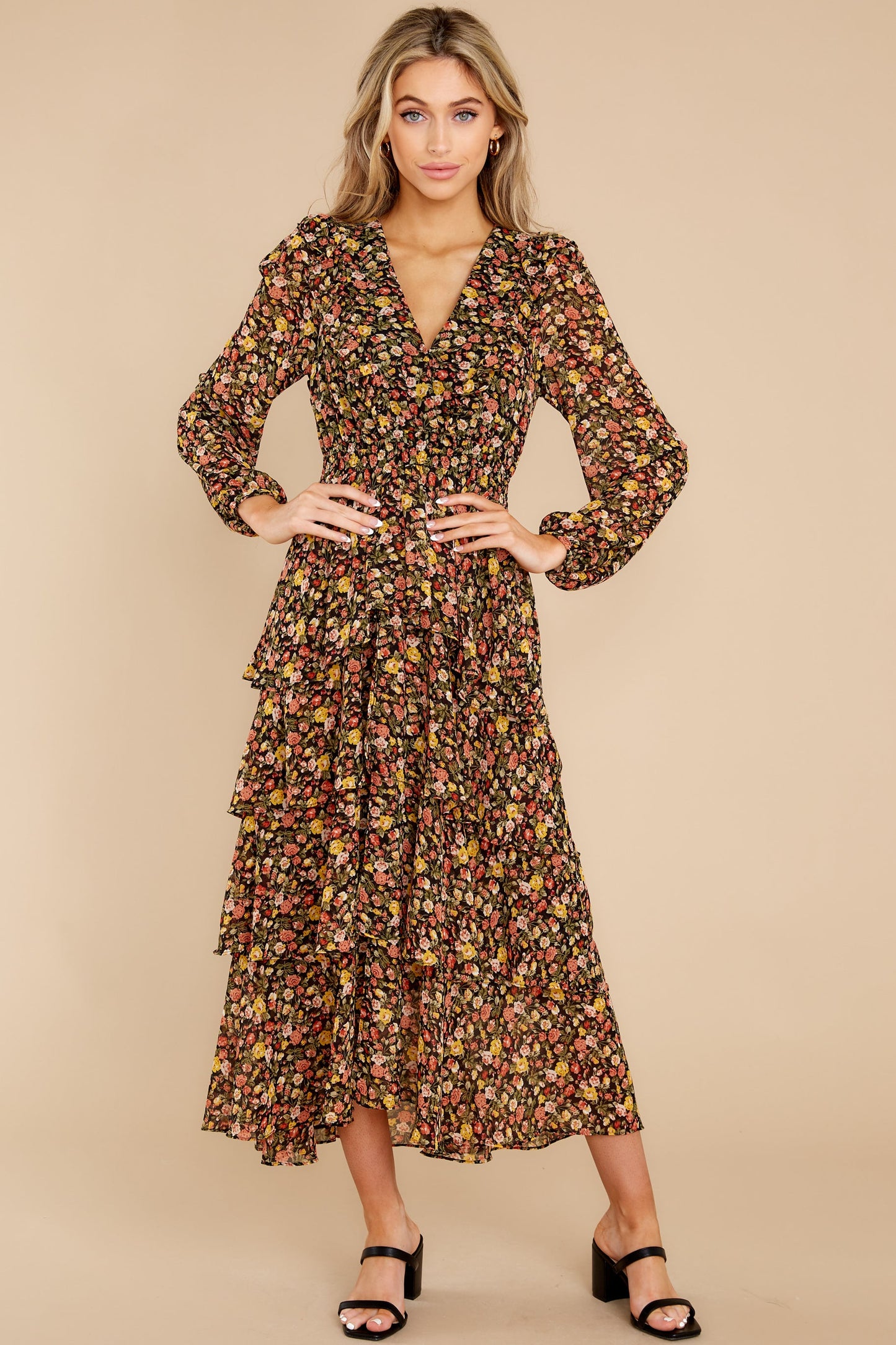 Delightful Moments Black Floral Print Maxi Dress