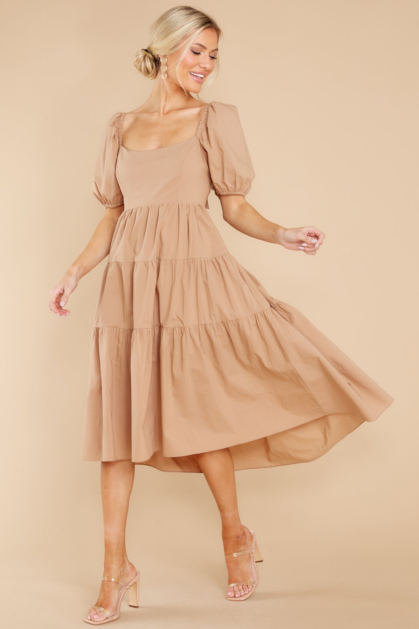 Essential Beauty Taupe Midi Dress