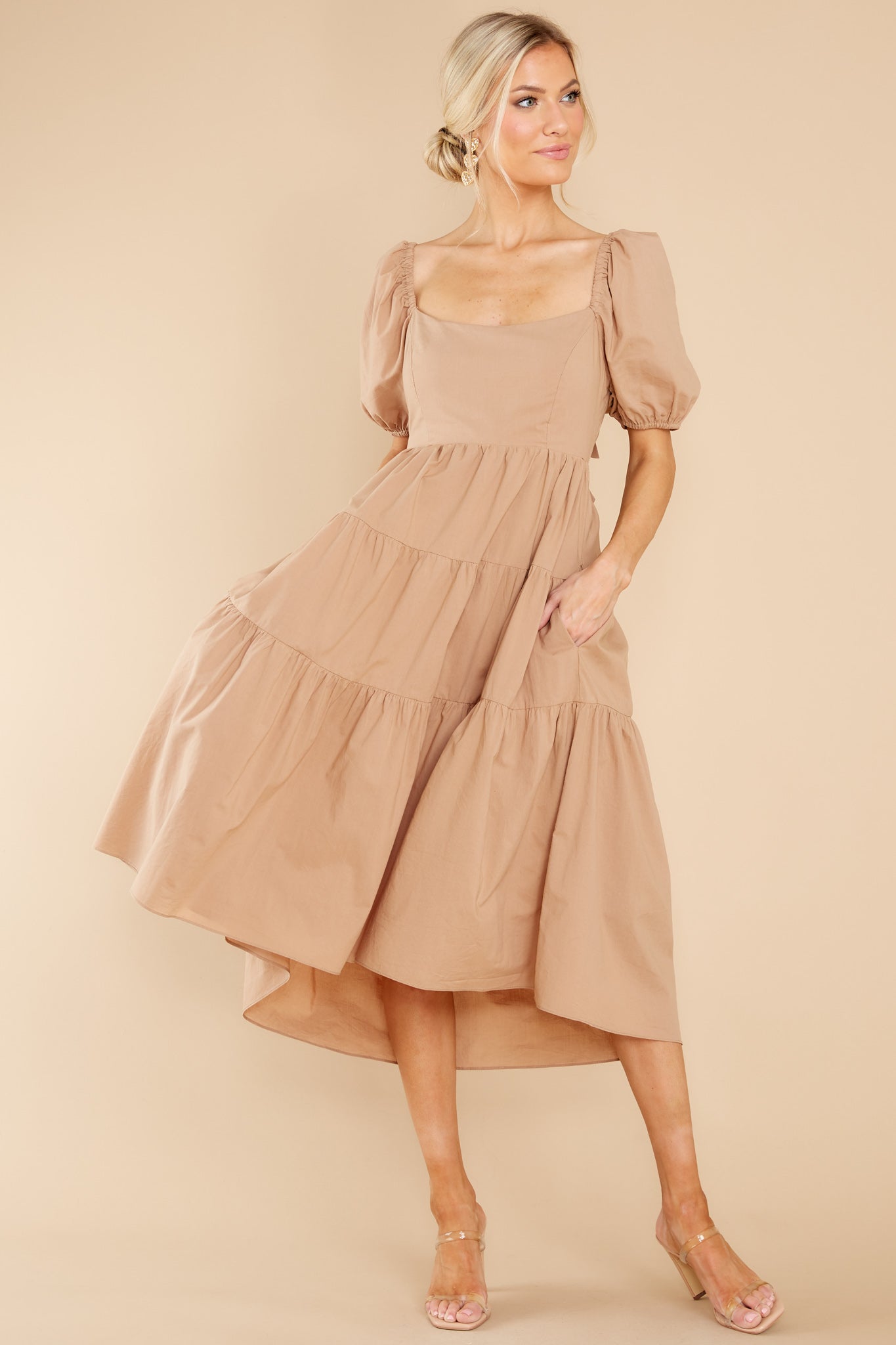 Essential Beauty Taupe Midi Dress