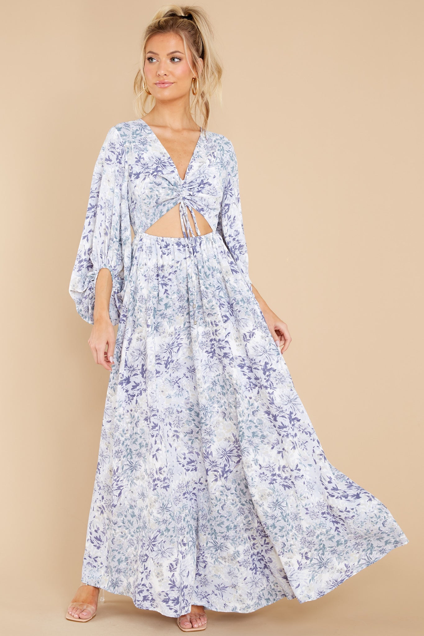 Take Me To Brunch Blue Floral Maxi Dress