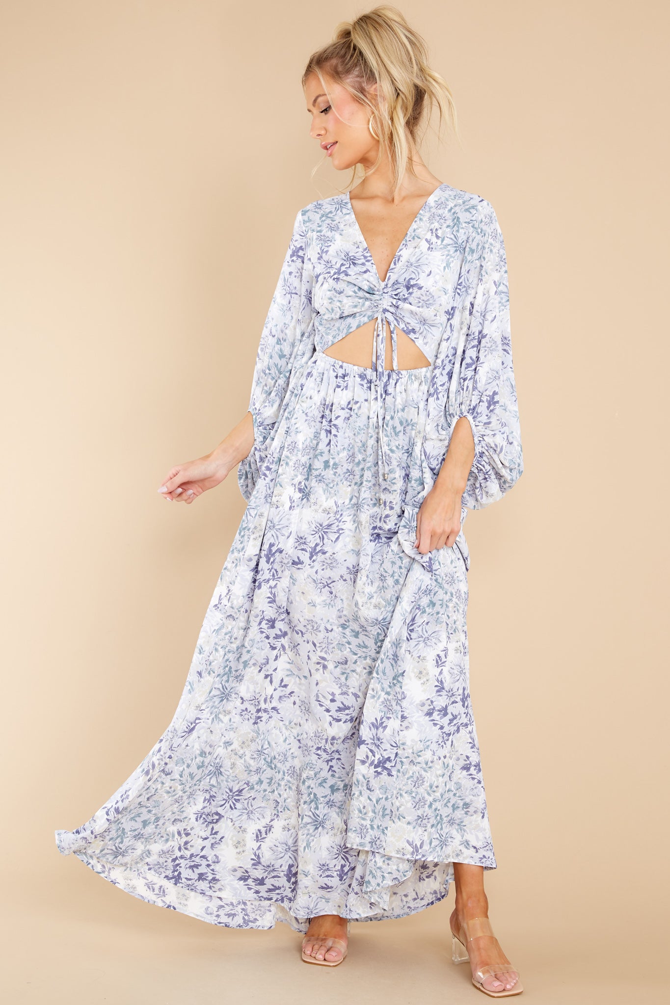 Take Me To Brunch Blue Floral Maxi Dress