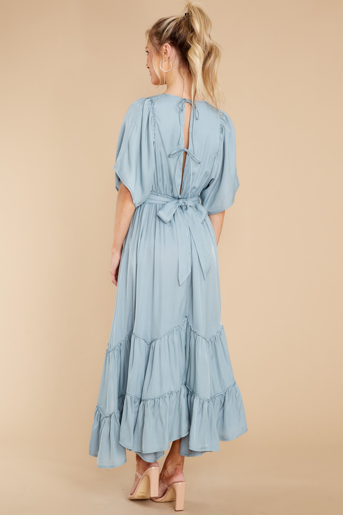 Never Austere Dusty Blue Midi Dress