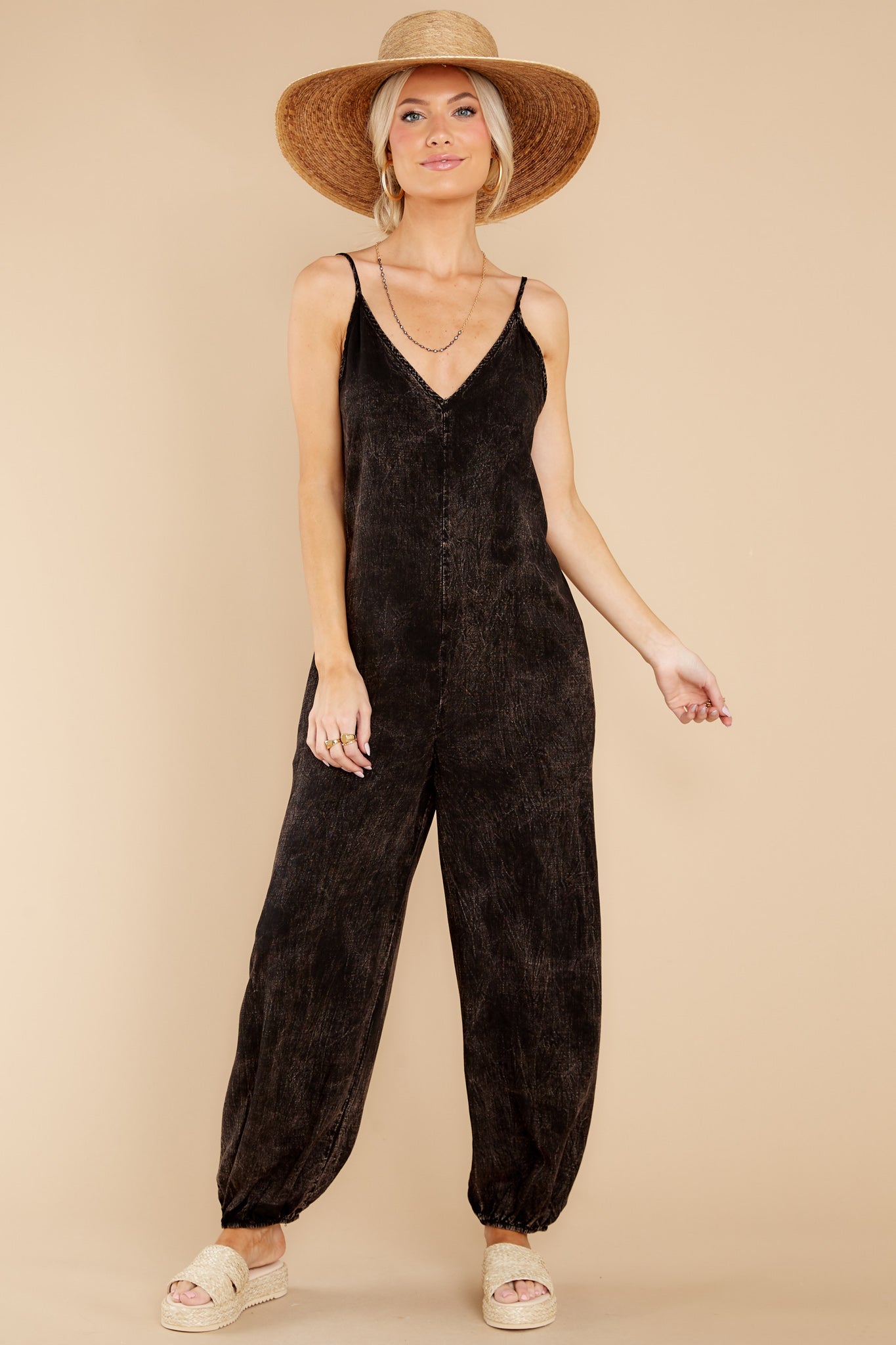 Take It To Go Washed Black Jumpsuit