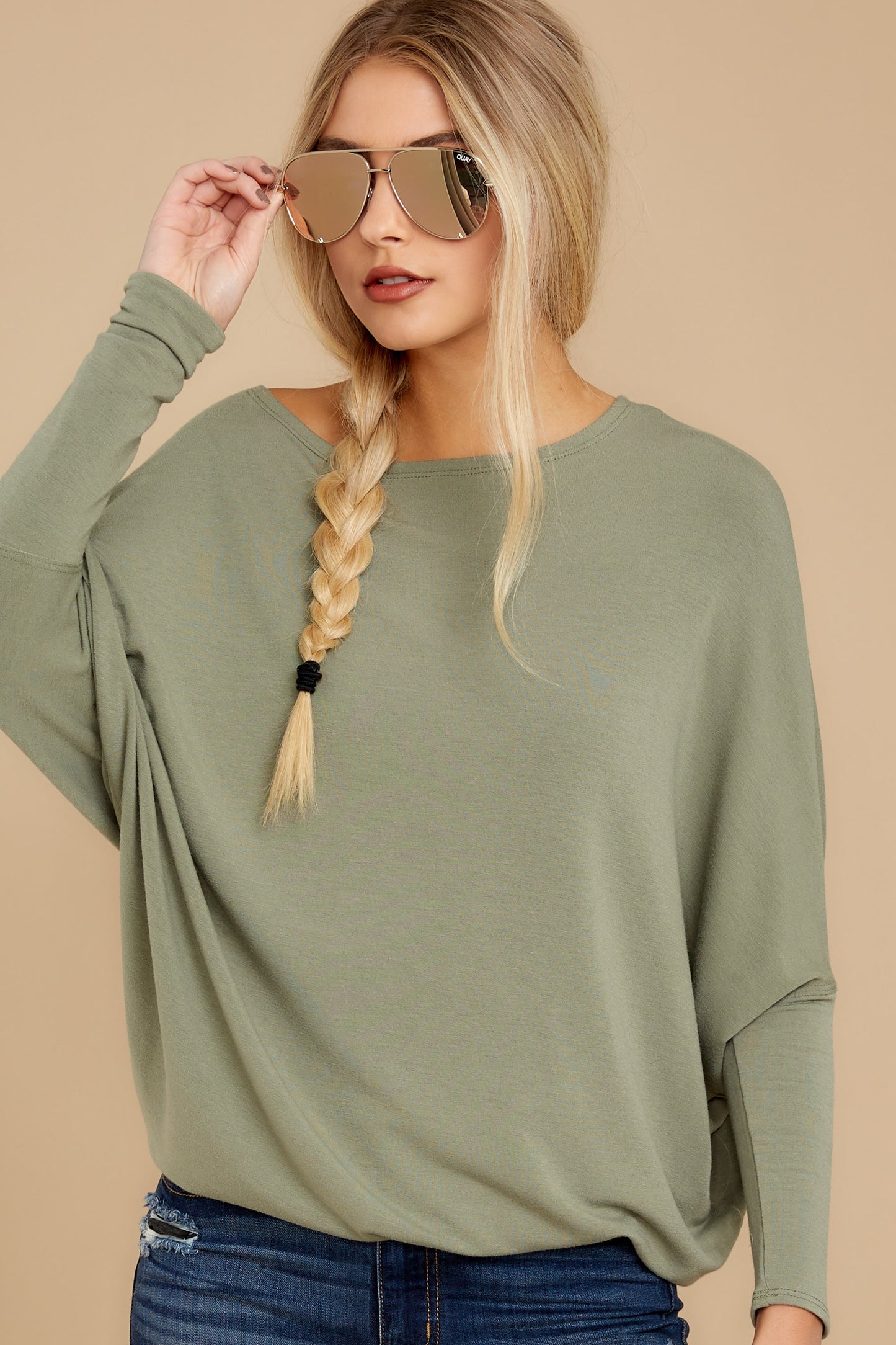 Take The Long Road Olive Green Top