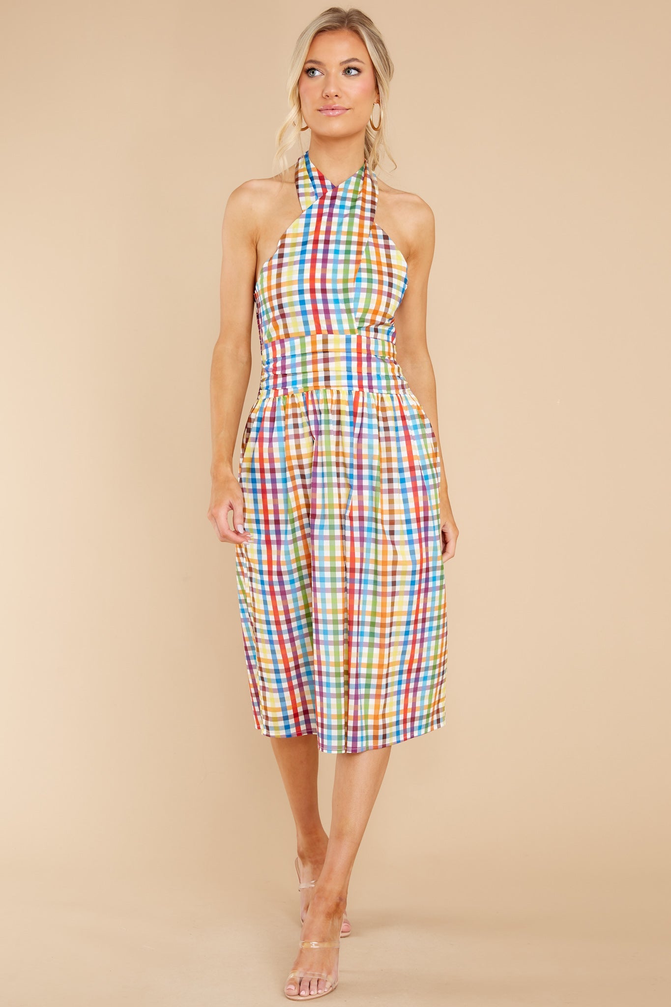 Courtland Rainbow Check Crossover Dress