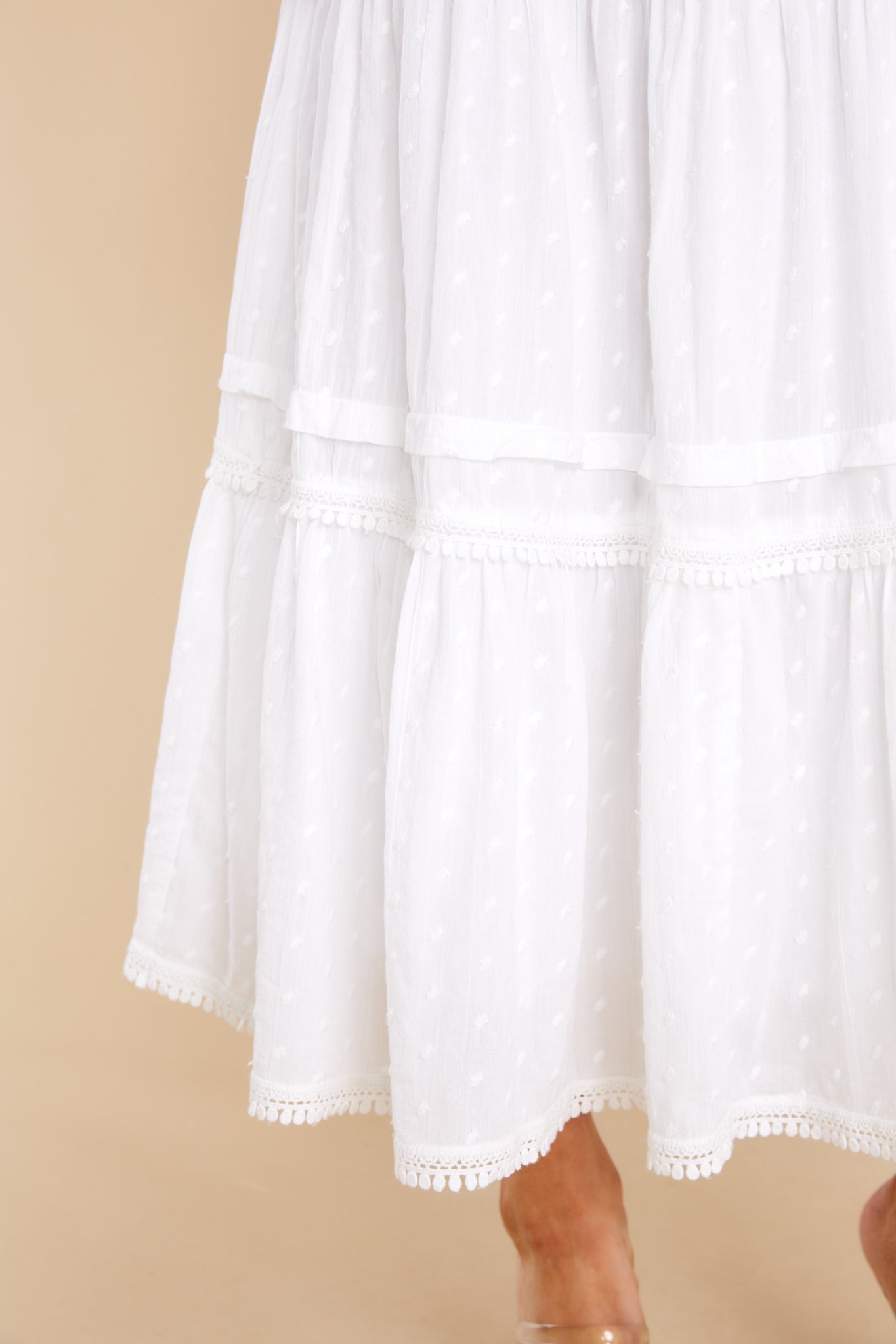 White Tiered Midi Skirt