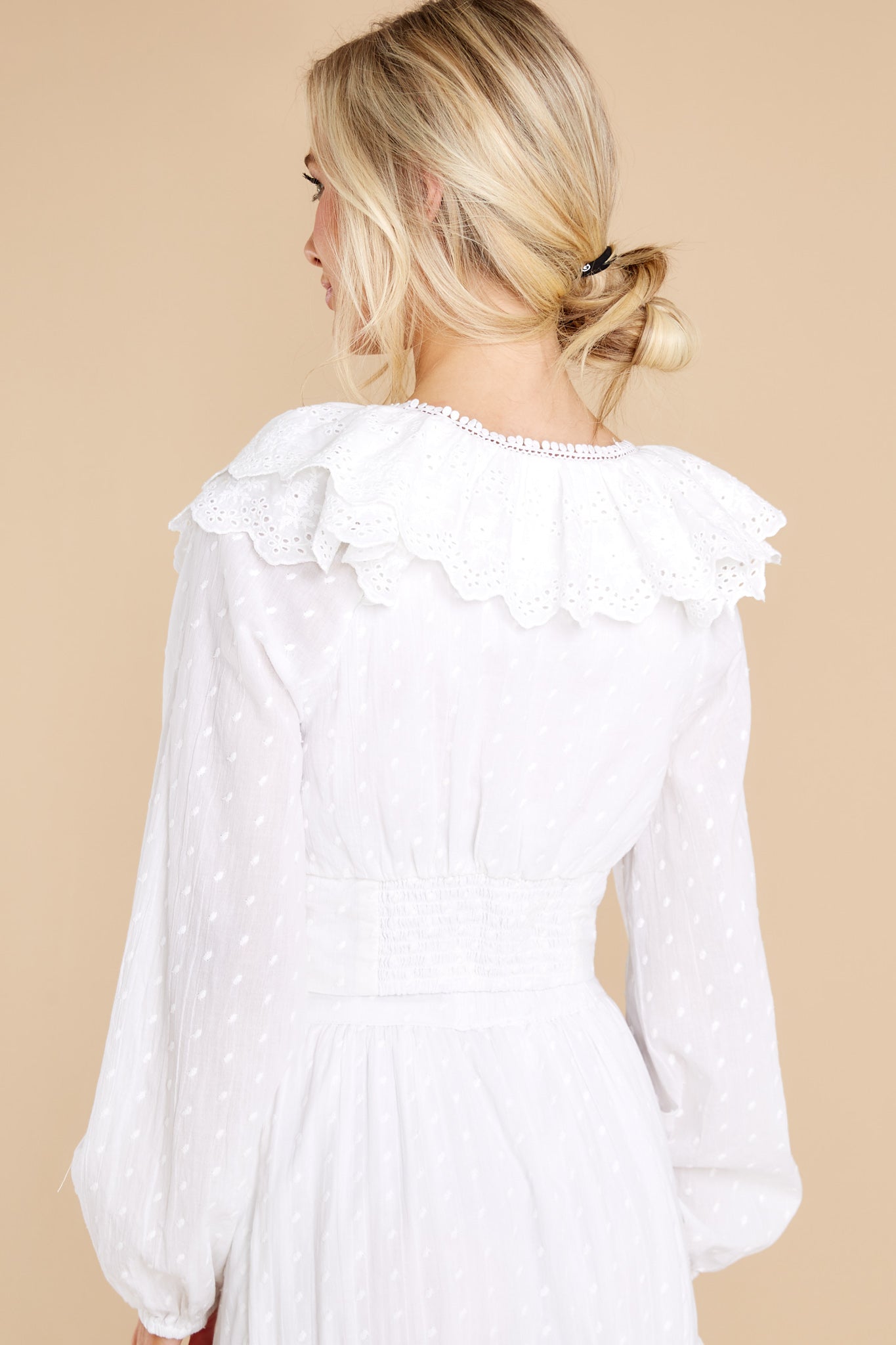 White Eyelet Ruffle Crop Blouse