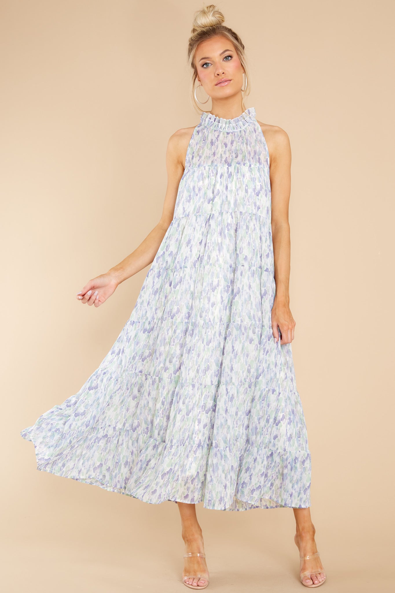 Petal Showers Blue Multi Maxi Dress