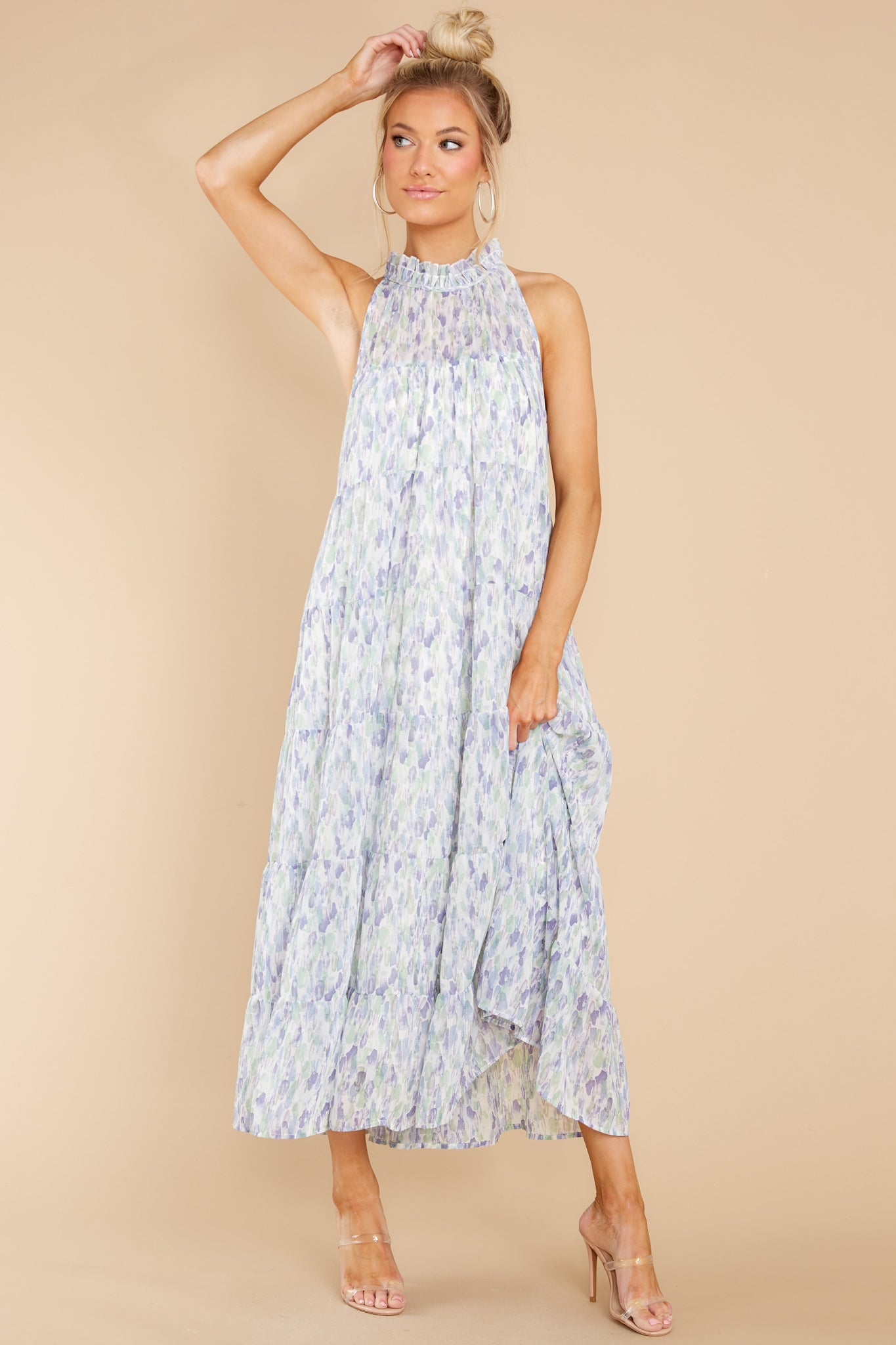 Petal Showers Blue Multi Maxi Dress