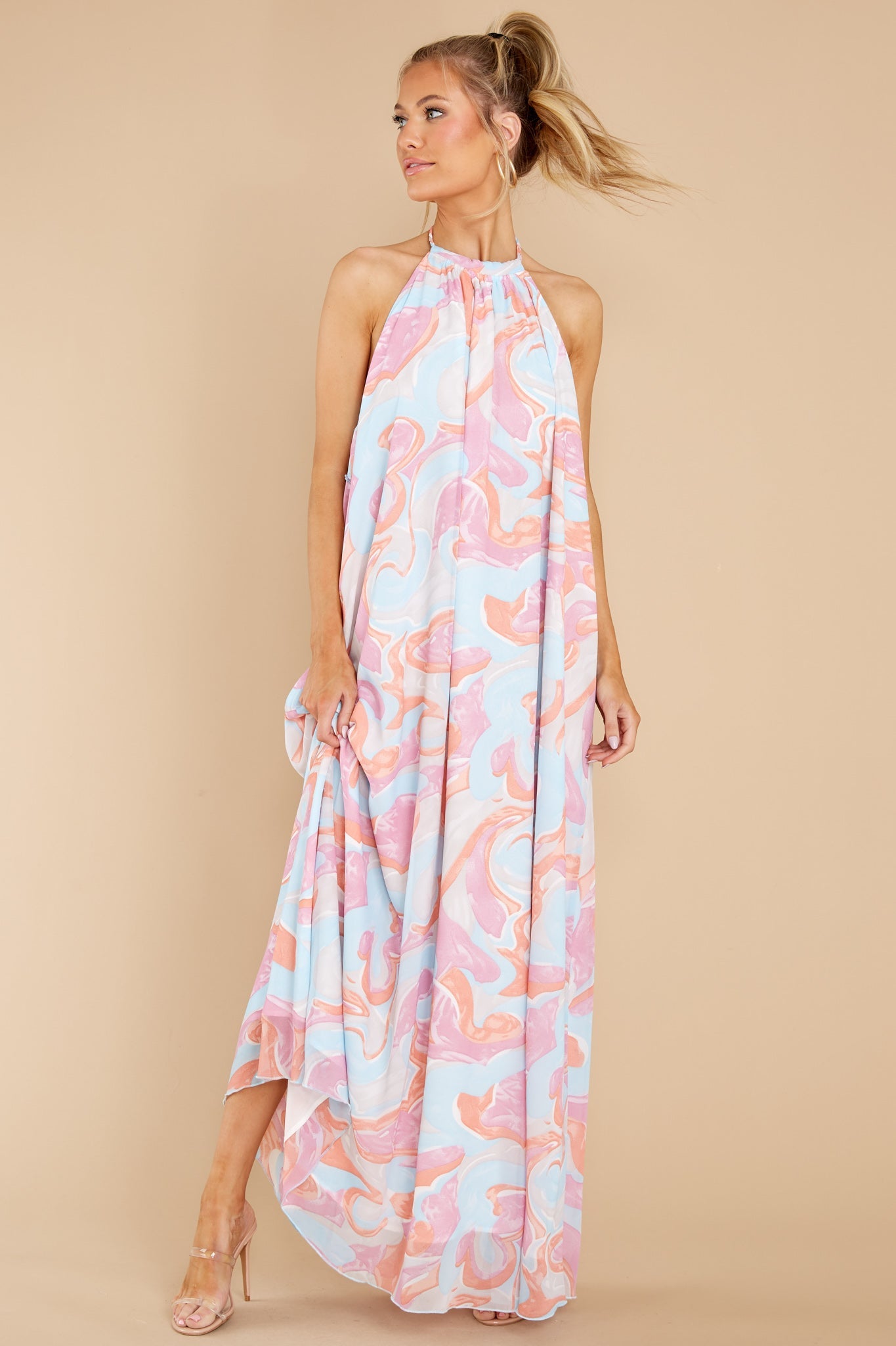 Magical Movements Blue Multi Print Maxi Dress