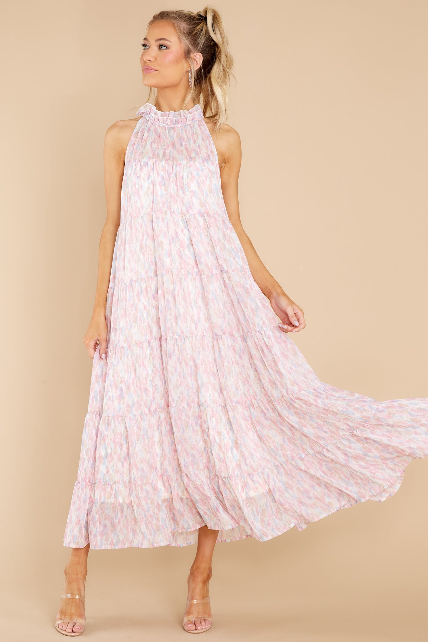 Petal Showers Pink Multi Maxi Dress