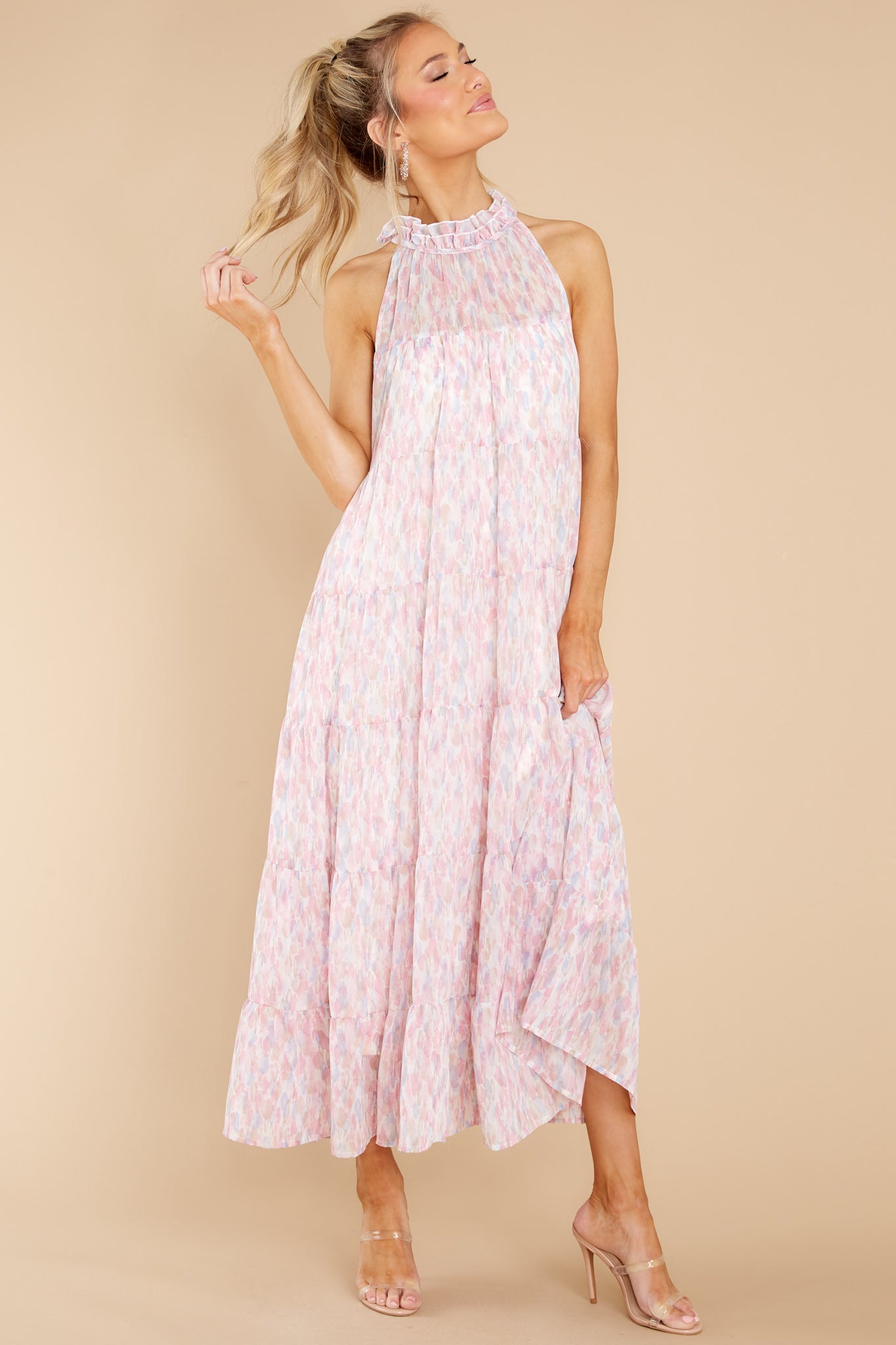 Petal Showers Pink Multi Maxi Dress
