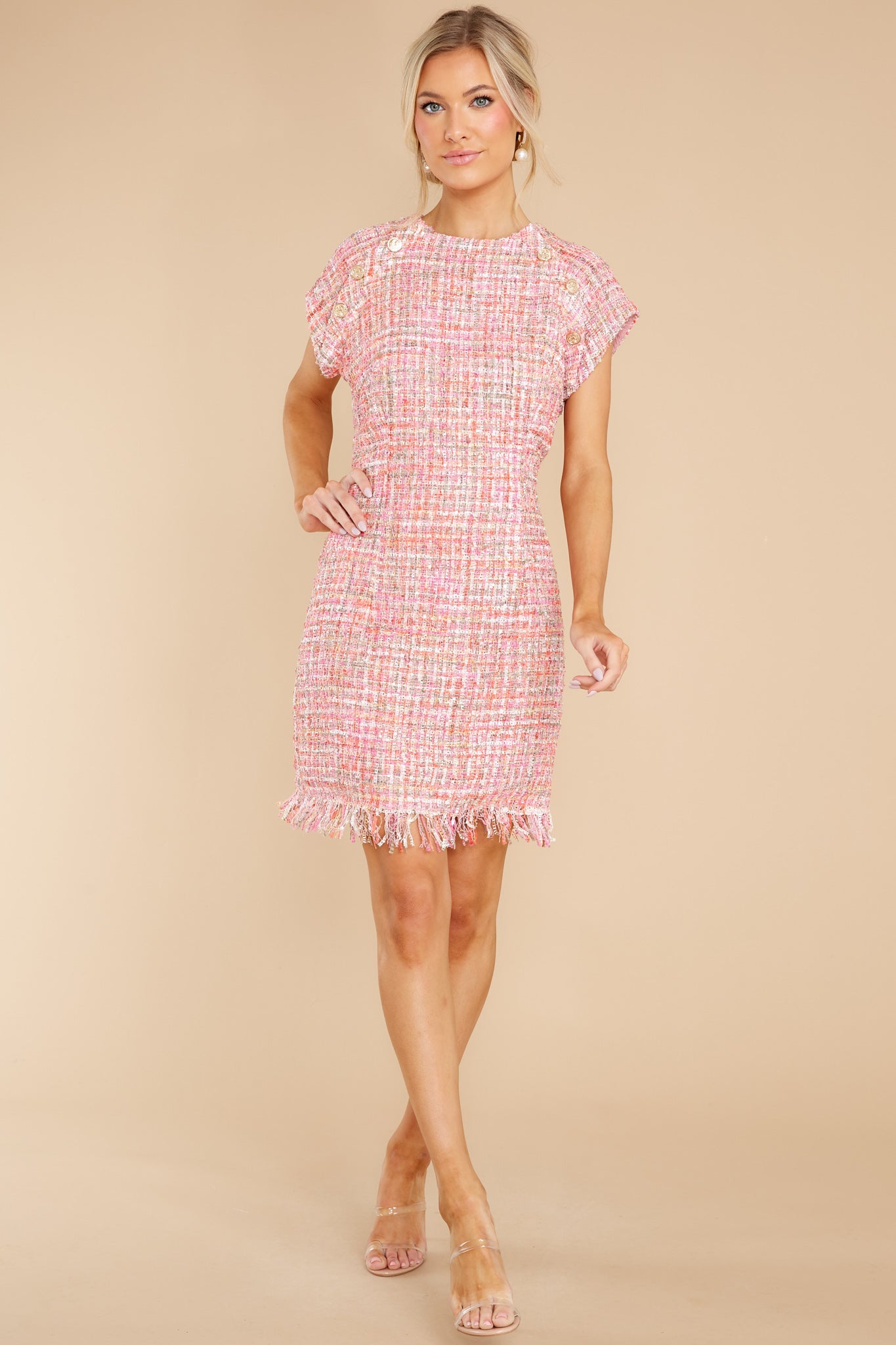 Beyond Imagination Pink Tweed Dress