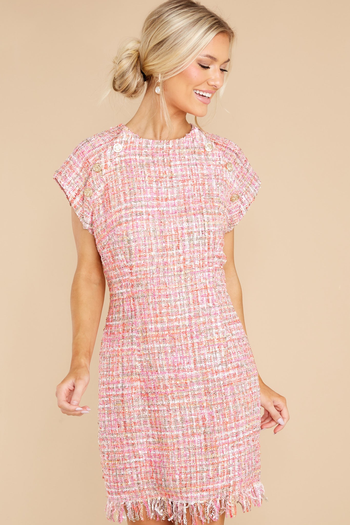 Beyond Imagination Pink Tweed Dress
