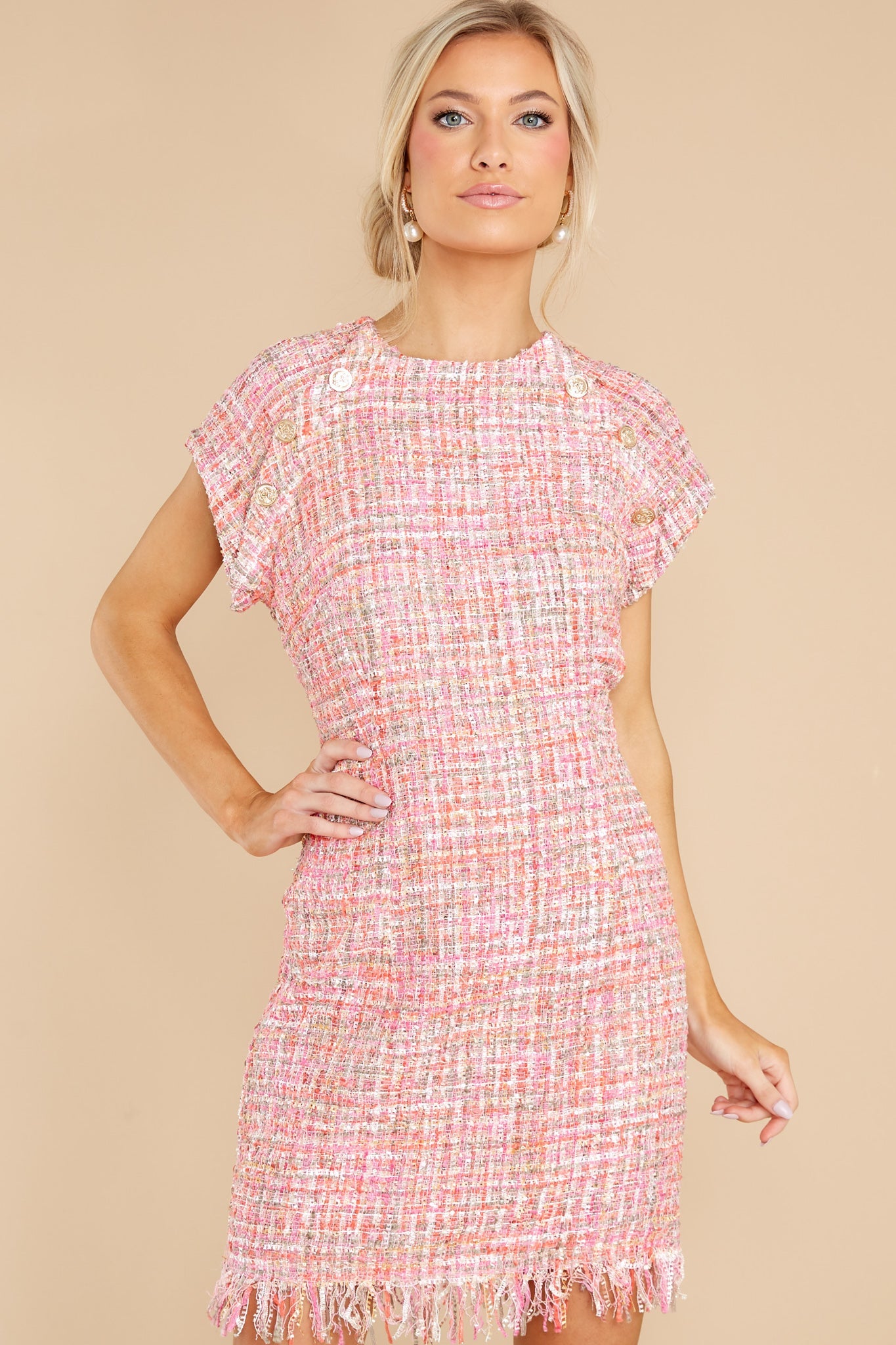 Beyond Imagination Pink Tweed Dress