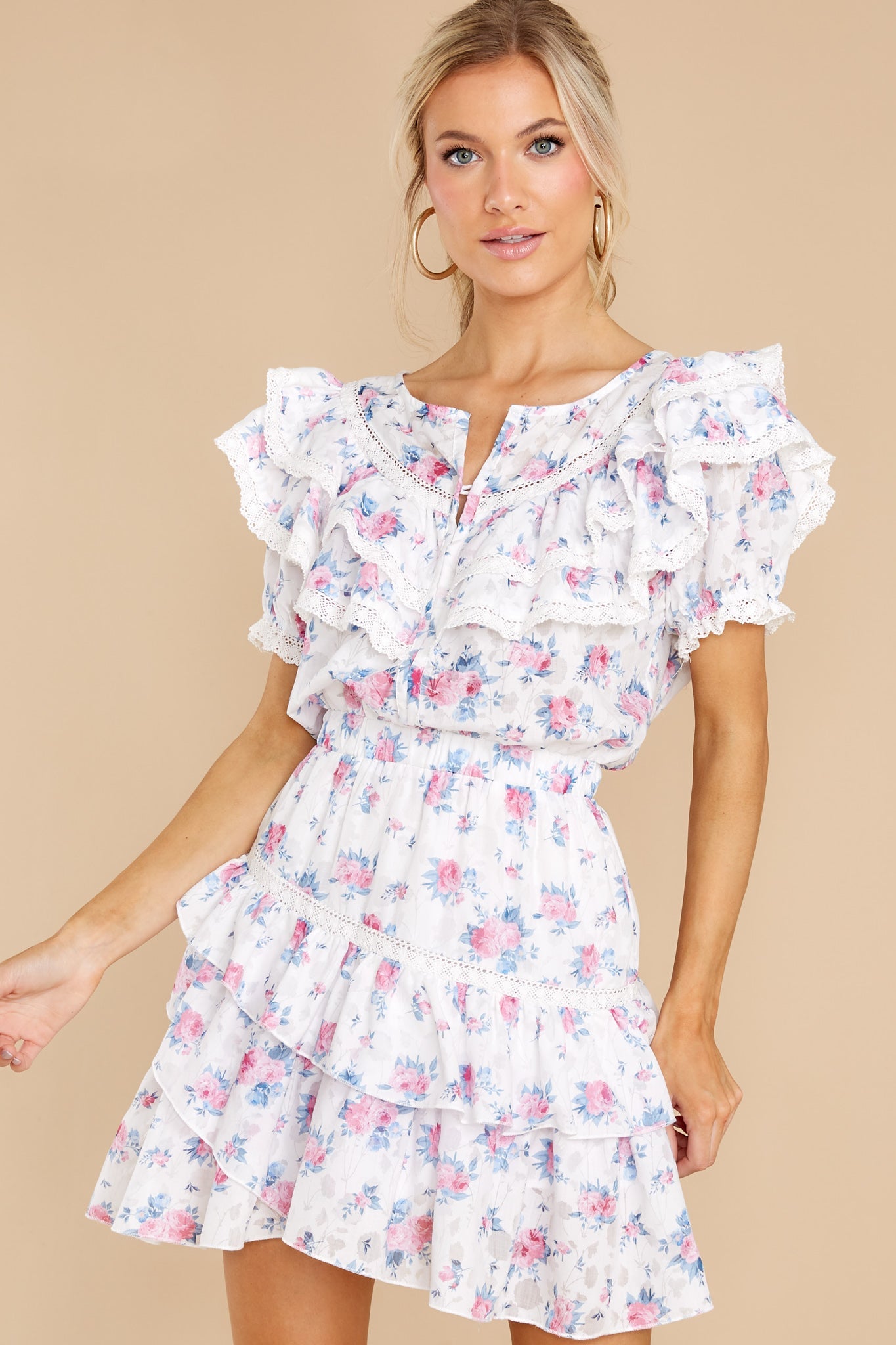 Lovely Dream Pink Floral Print Dress