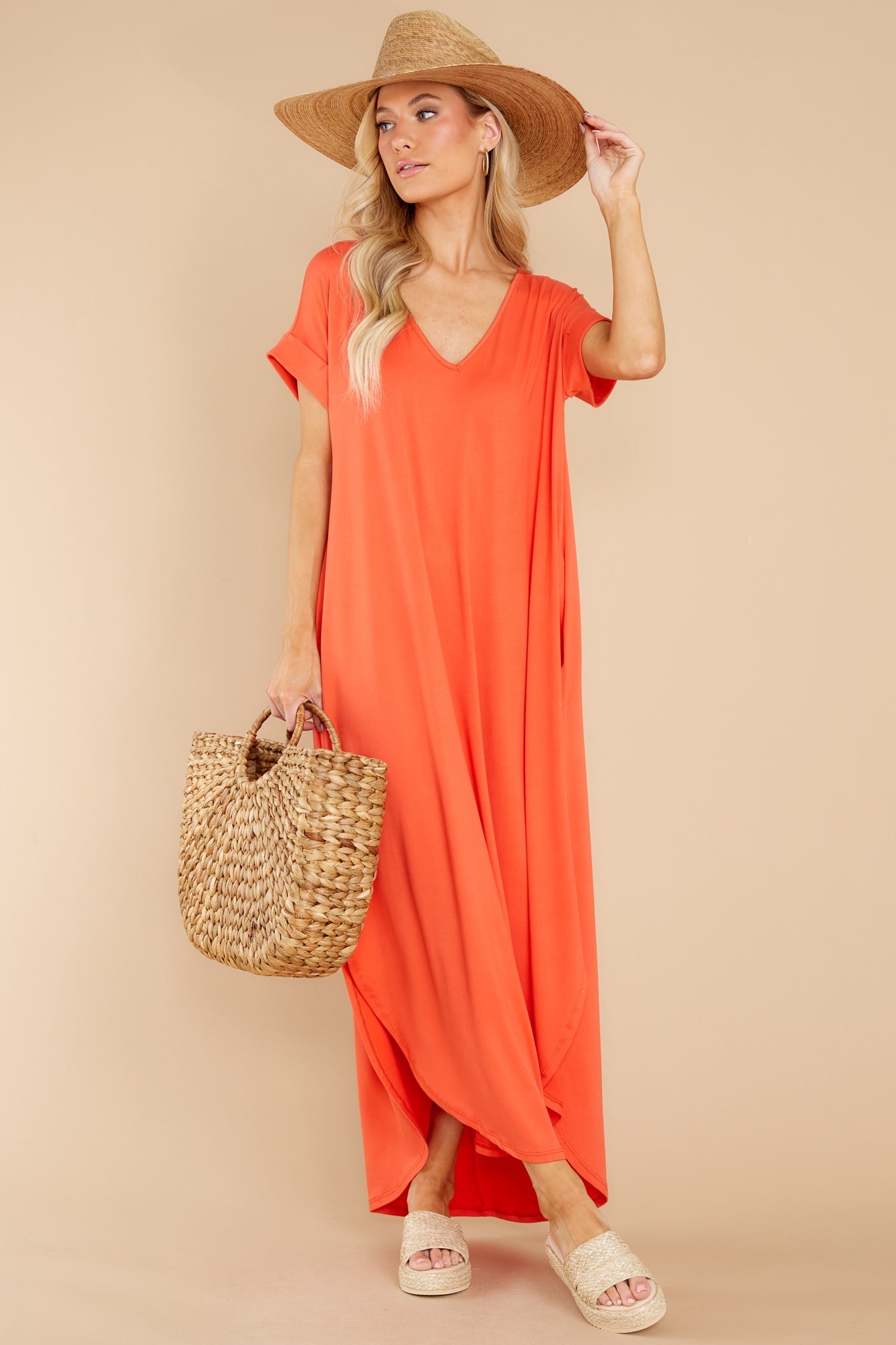 Always The Same Thing Coral Maxi Dress