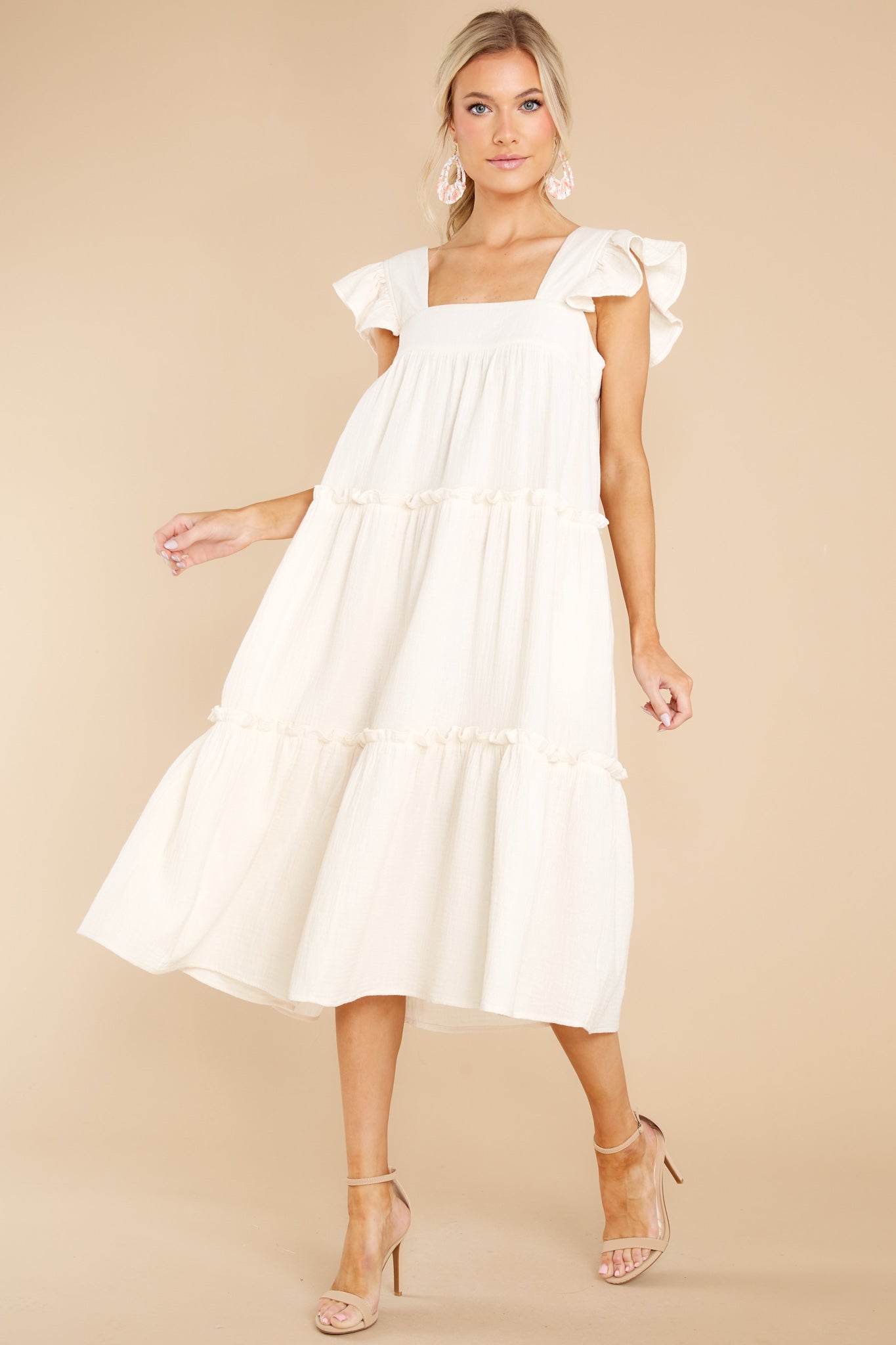 Let The Sun Beam Ivory Midi Dress