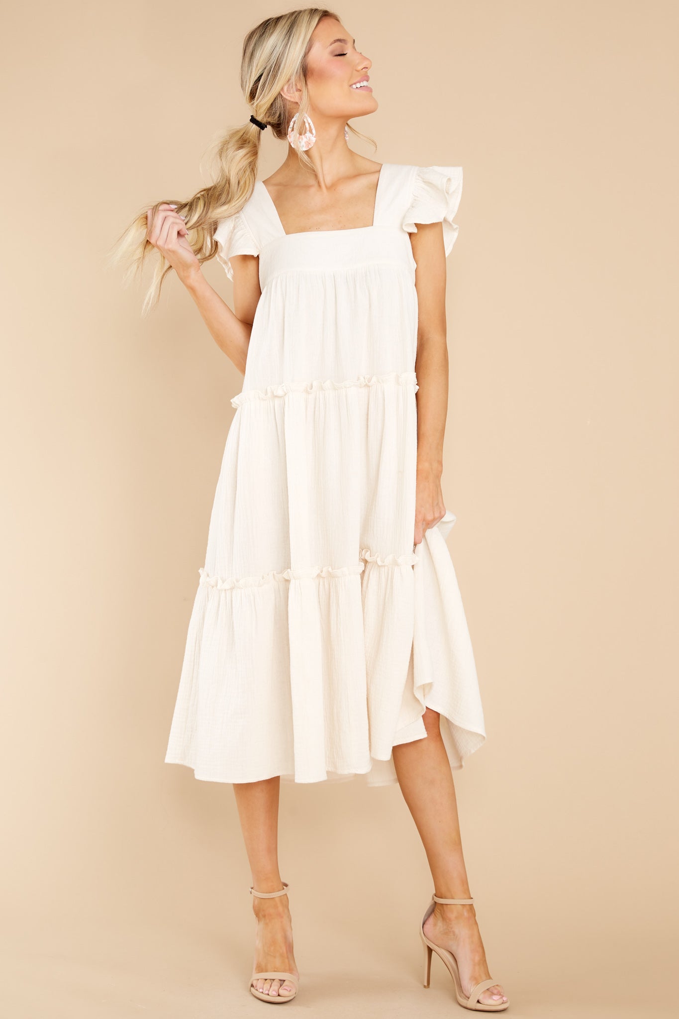 Let The Sun Beam Ivory Midi Dress