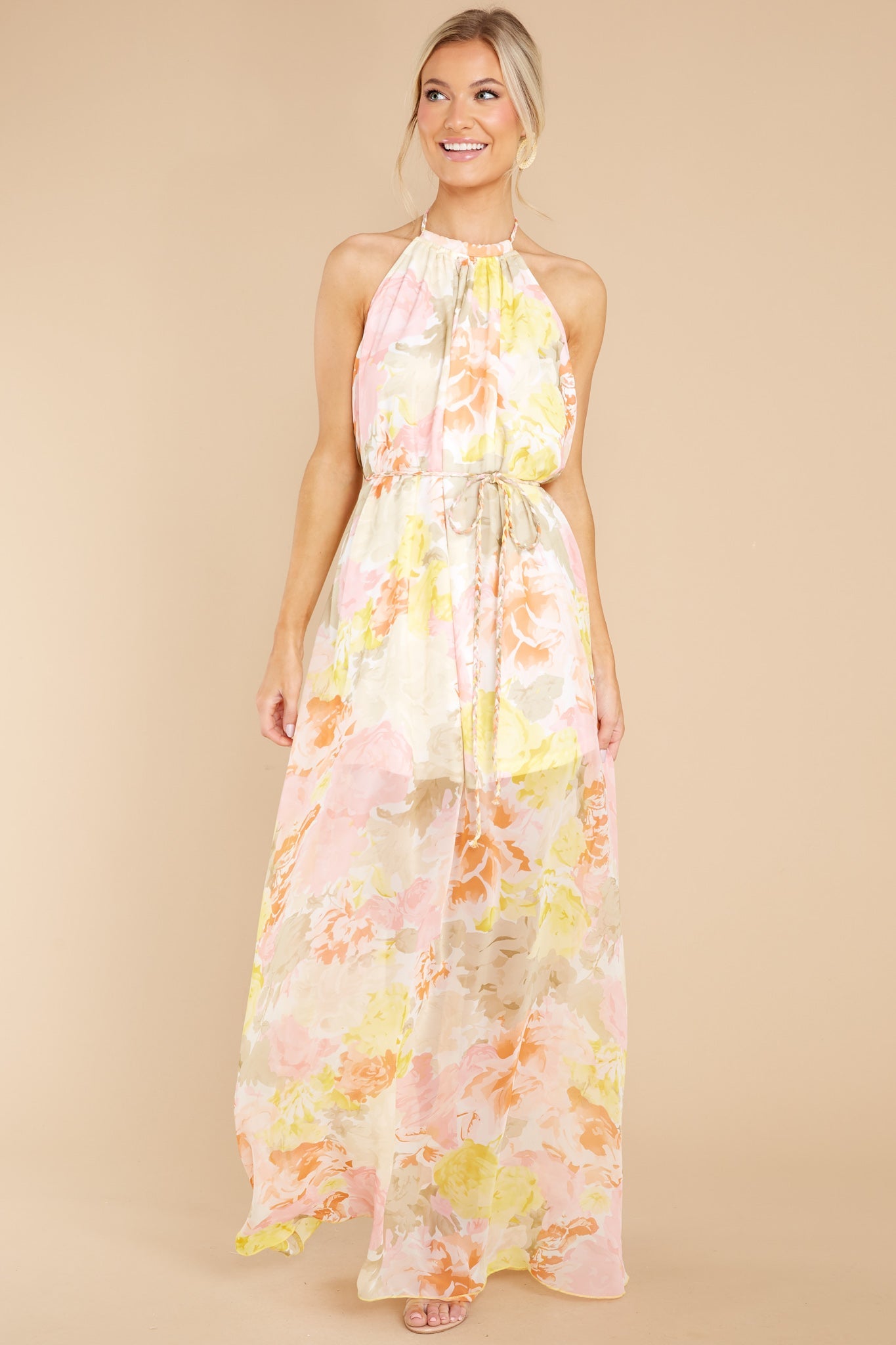 Cheerful Mornings Yellow Multi Floral Print Maxi Dress