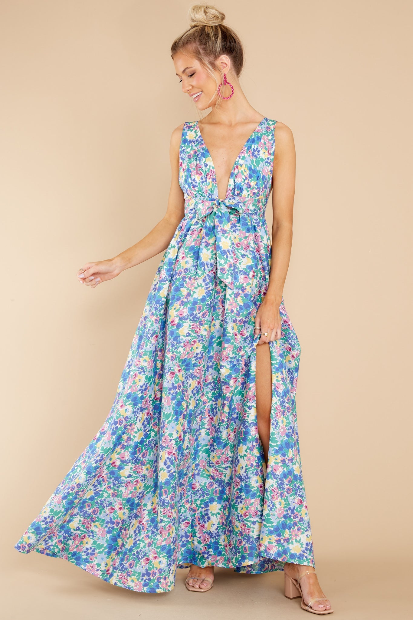 Beautiful And Breezy Blue Floral Print Maxi Dress