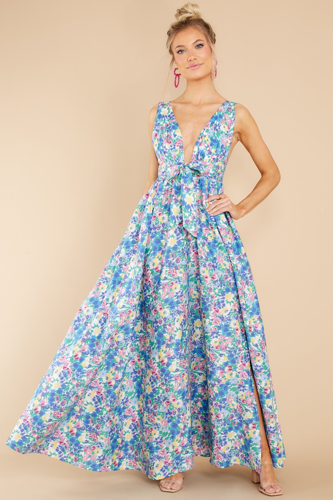 Beautiful And Breezy Blue Floral Print Maxi Dress