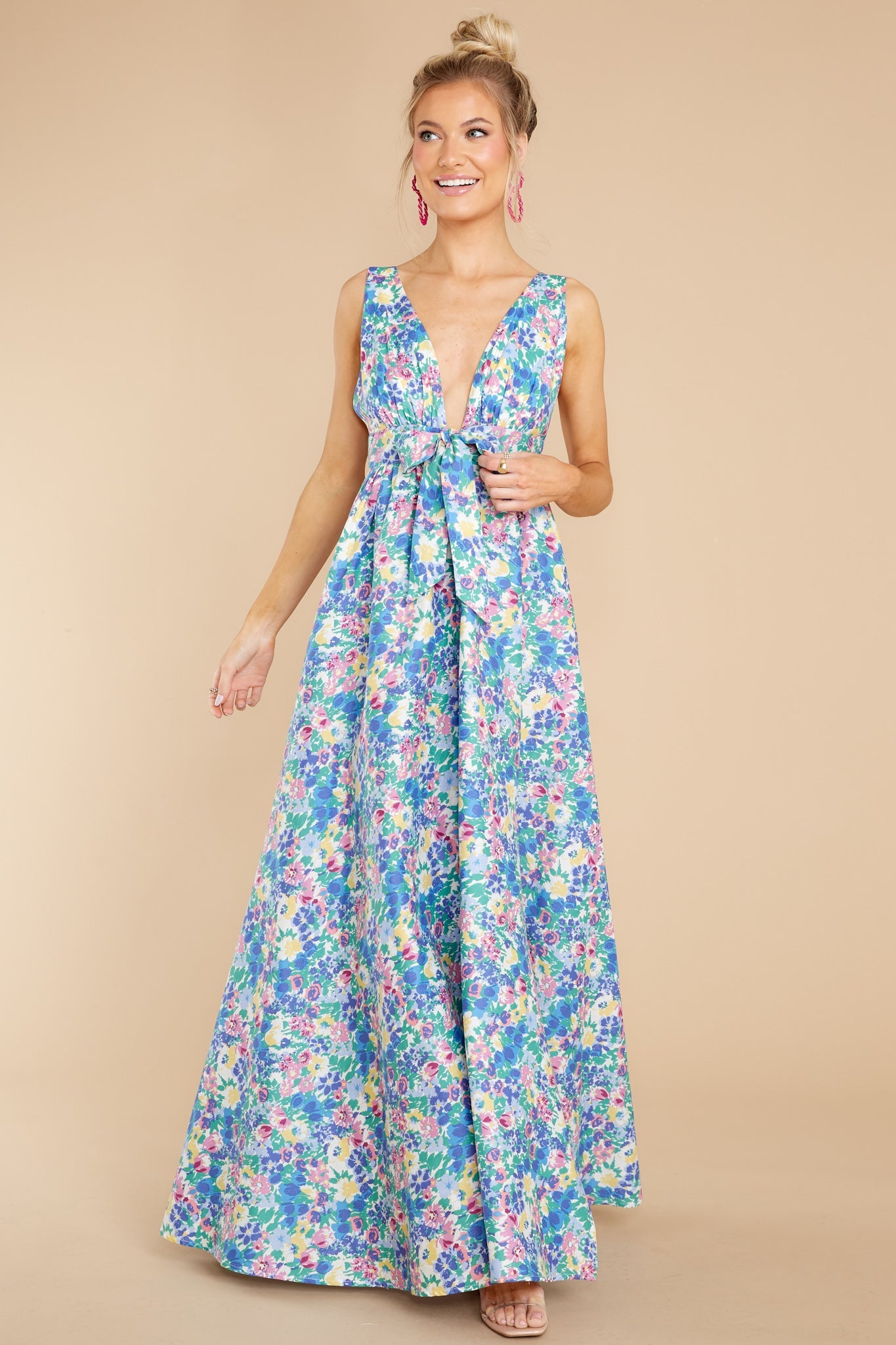 Beautiful And Breezy Blue Floral Print Maxi Dress