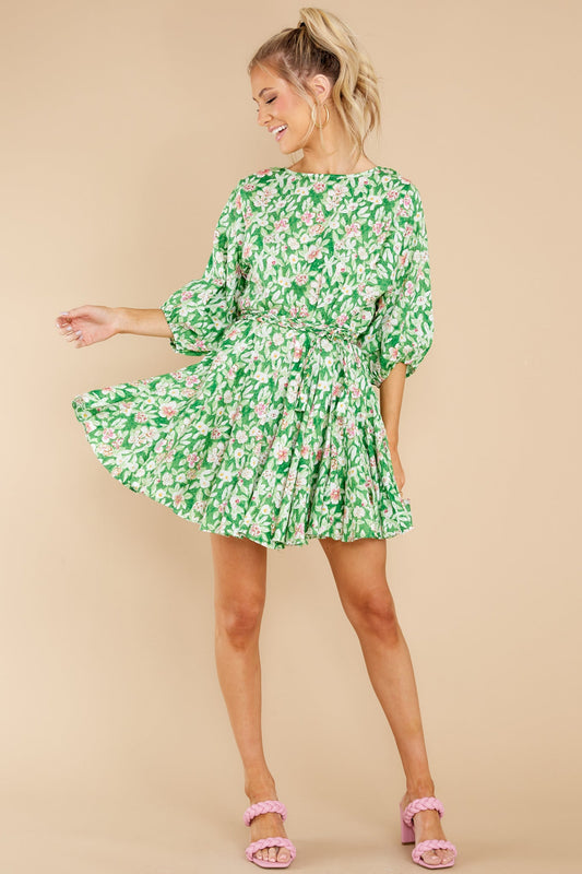 Nature's Glory Green Floral Print Dress