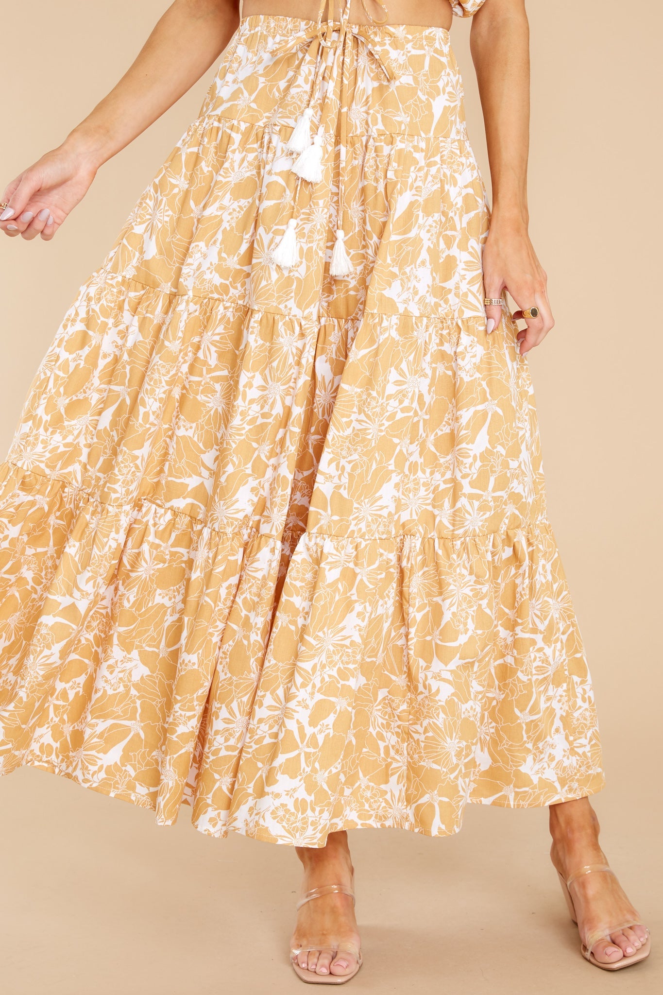 You're In Luck White And Yellow Floral Print Skirt