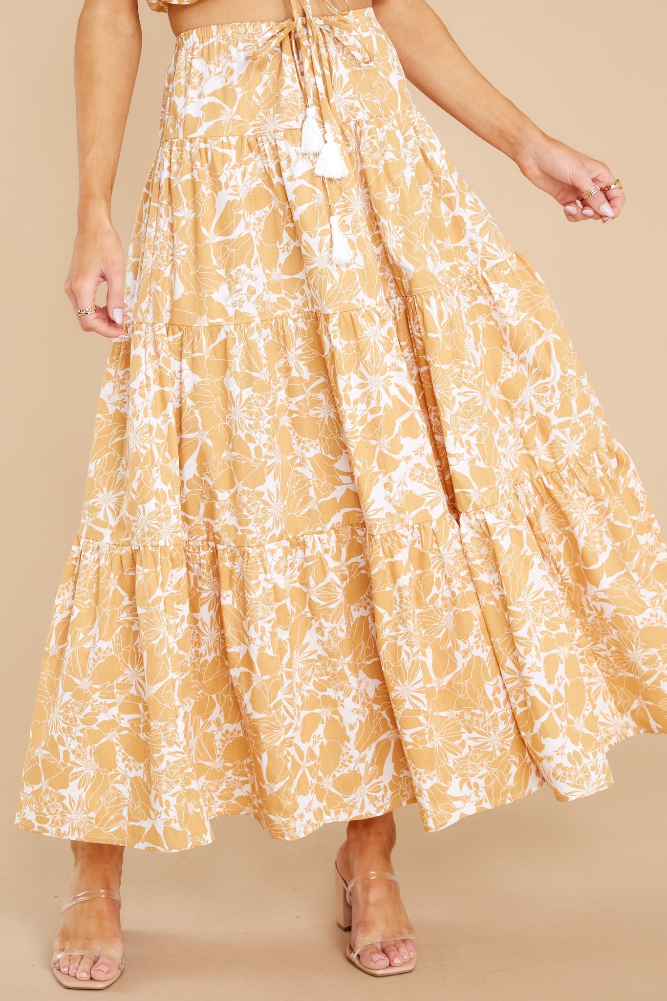 You're In Luck White And Yellow Floral Print Skirt