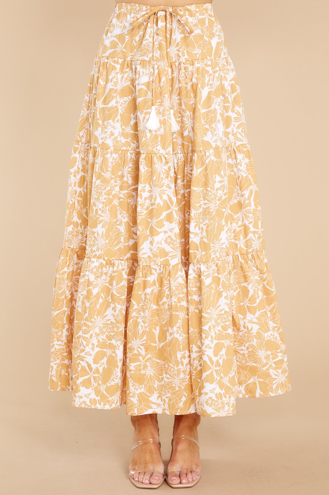 You're In Luck White And Yellow Floral Print Skirt