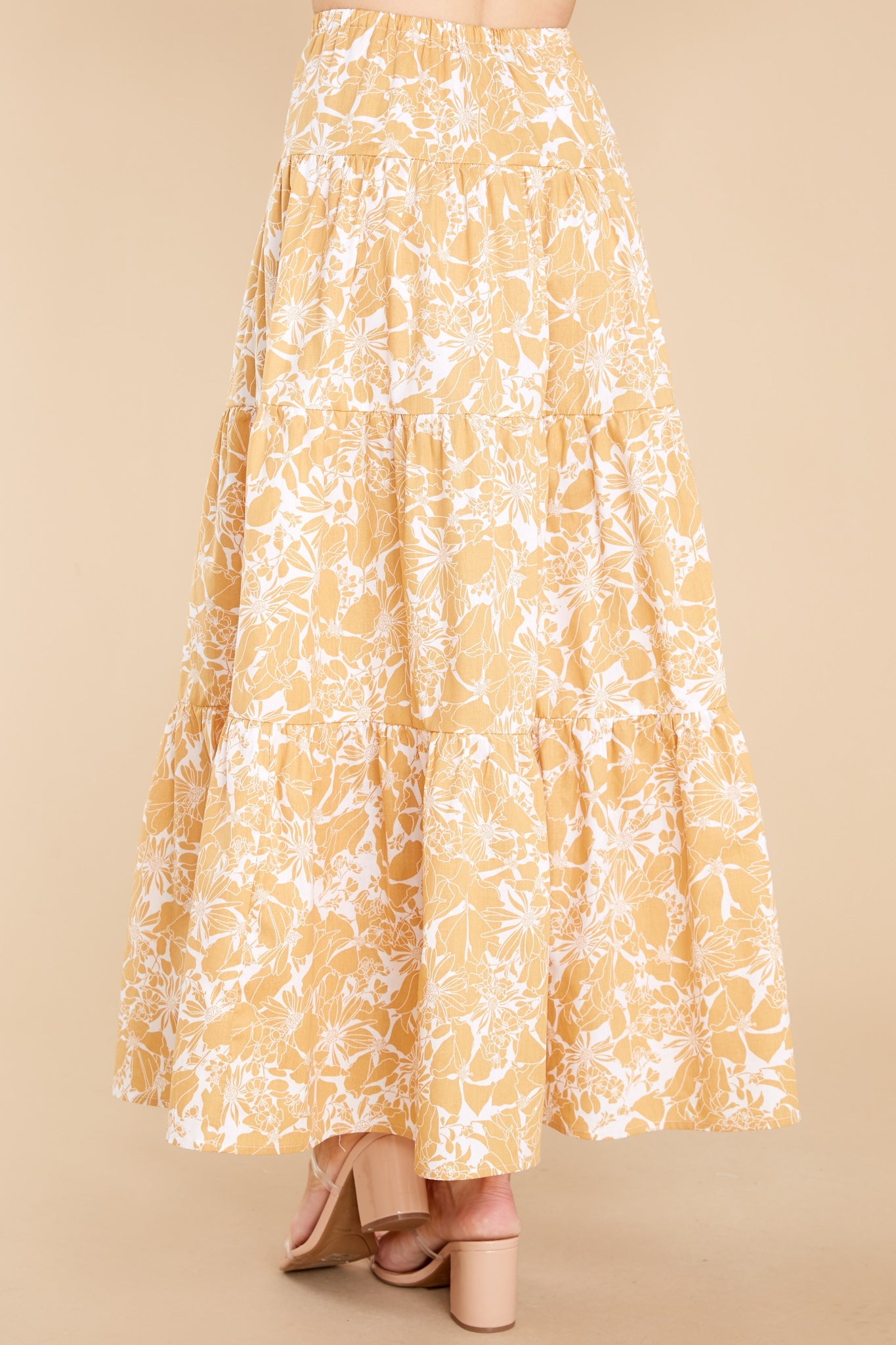 You're In Luck White And Yellow Floral Print Skirt