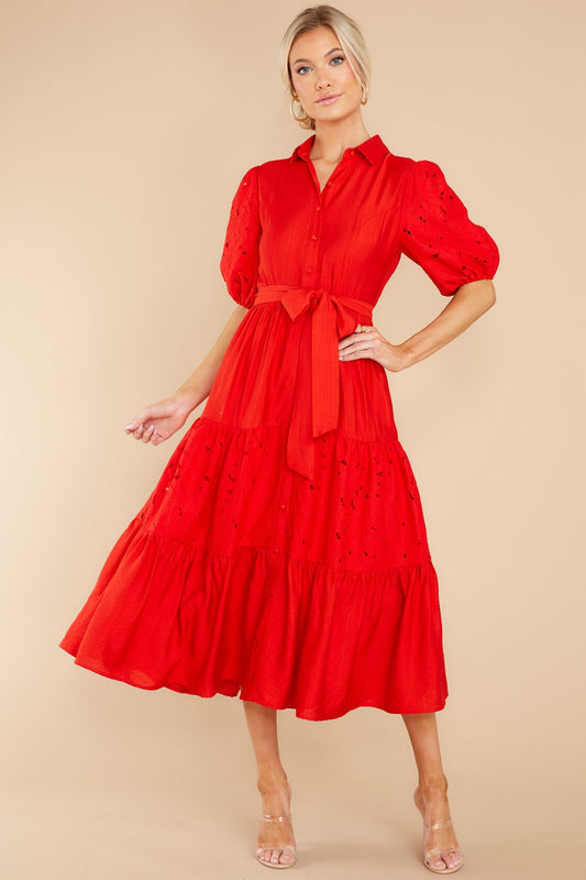 Win Their Hearts Red Midi Dress