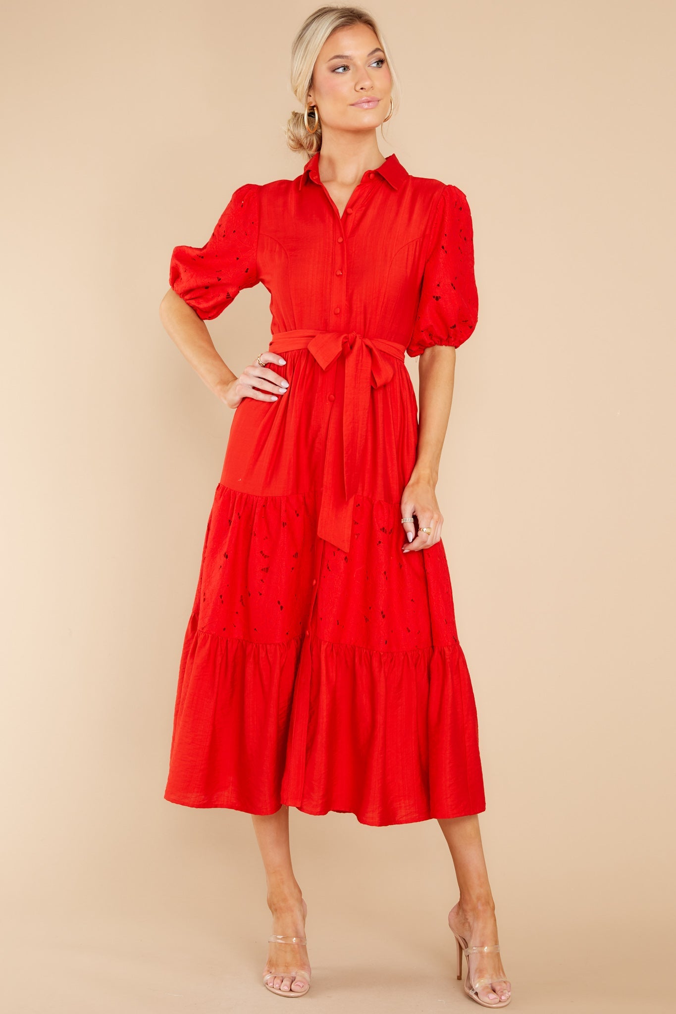 Win Their Hearts Red Midi Dress