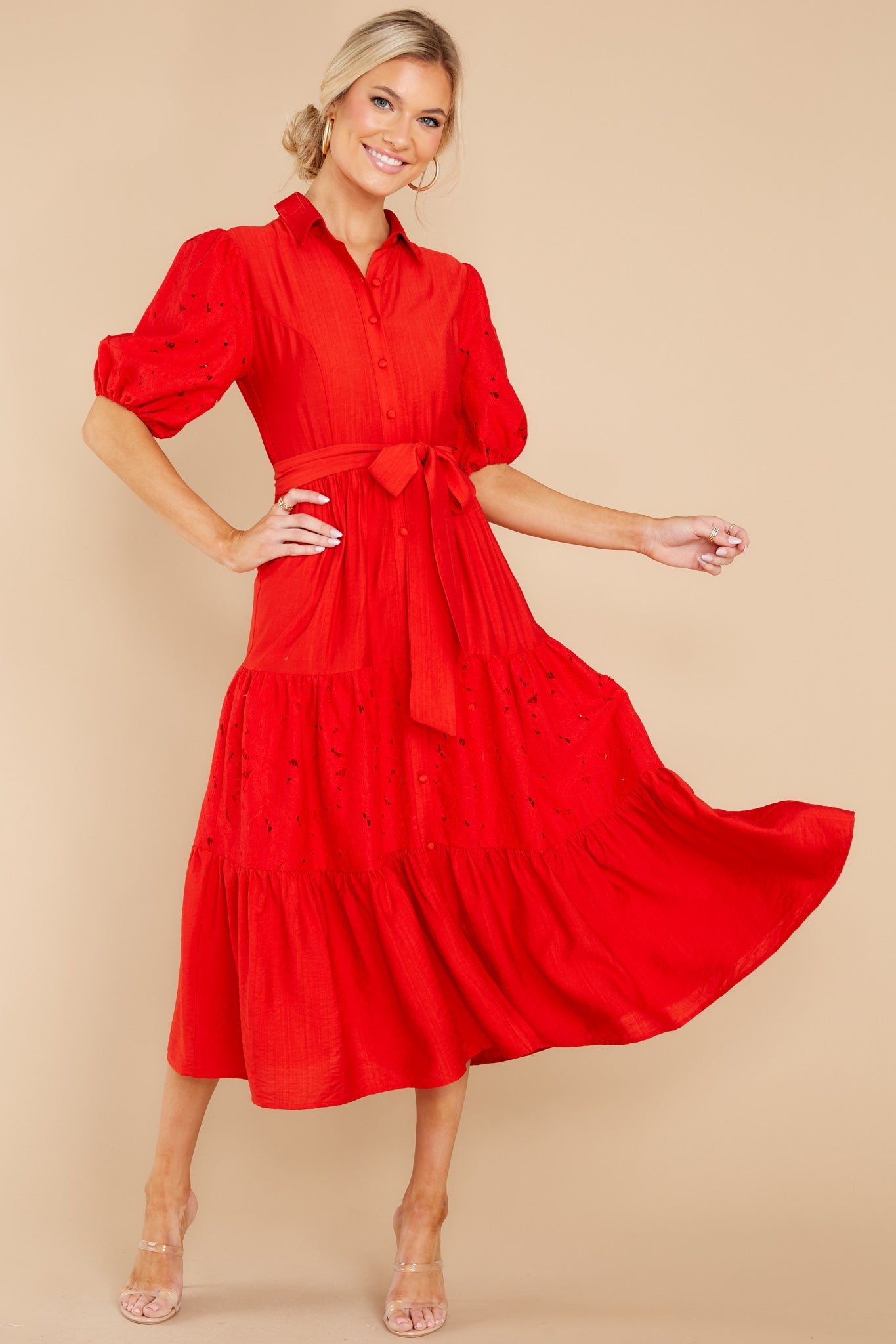 Win Their Hearts Red Midi Dress