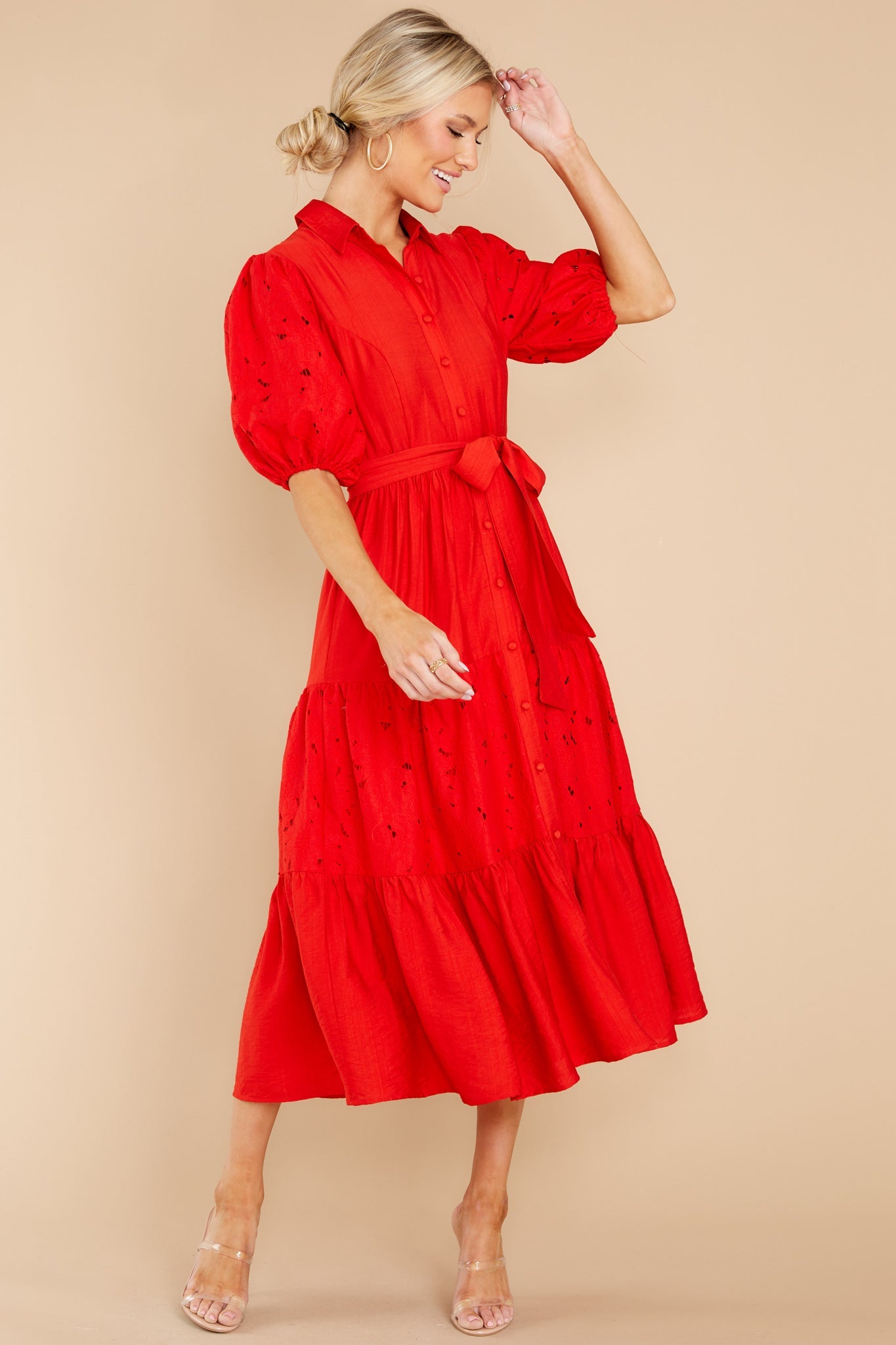 Win Their Hearts Red Midi Dress