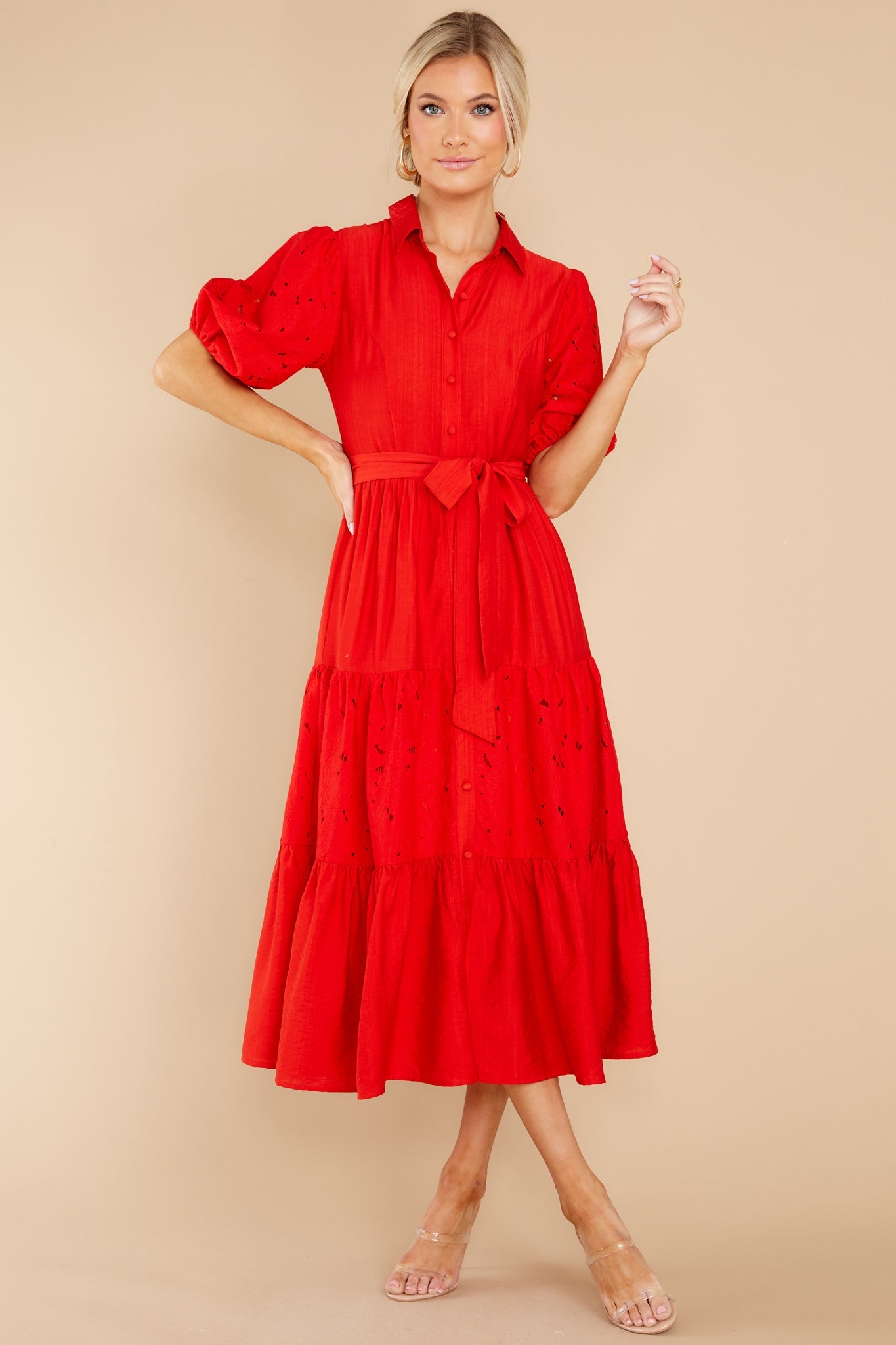 Win Their Hearts Red Midi Dress